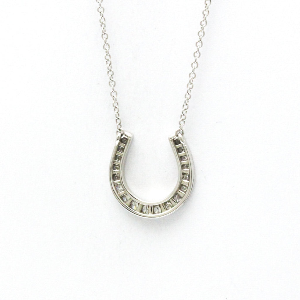 Horseshoe Pendant Necklace Platinum with Diamond