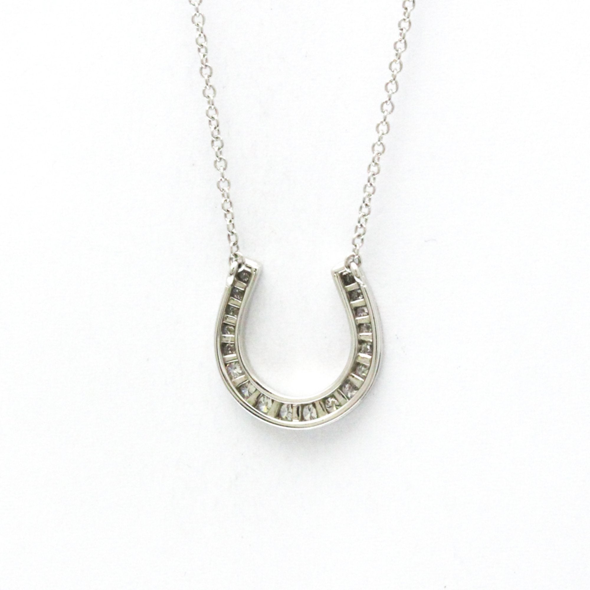 Horseshoe Pendant Necklace Platinum with Diamond