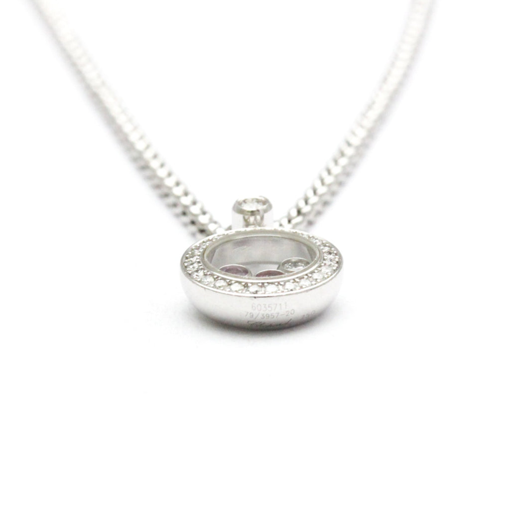 Happy Diamonds Pendant Necklace 18K White Gold With Diamond Ruby and Sapphire