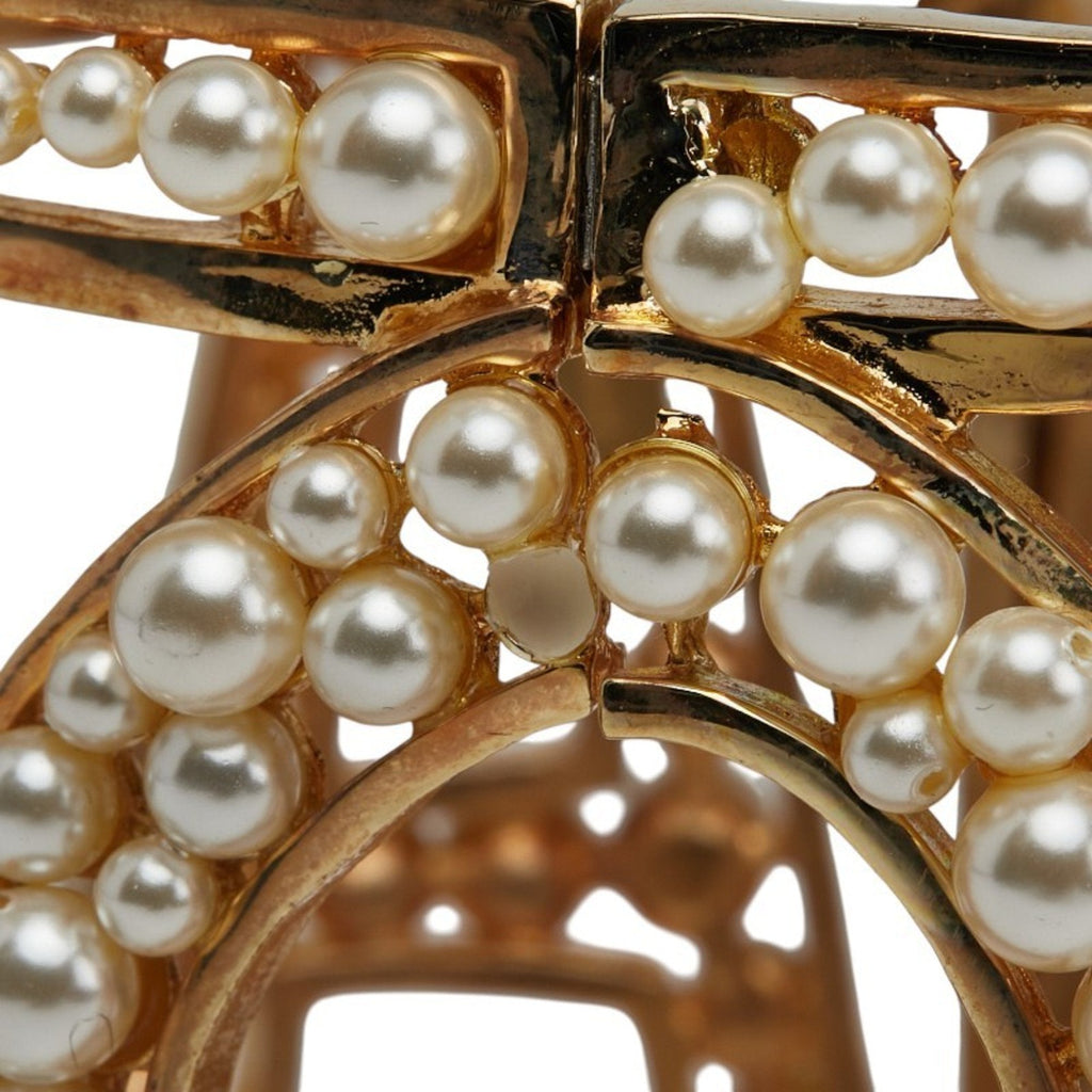 Bangle Bracelet Gold Plated with Faux Pearls