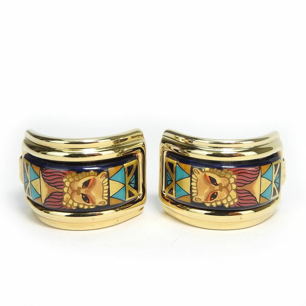 Clip-On Earrings Cloisonné and Enamel and Metal