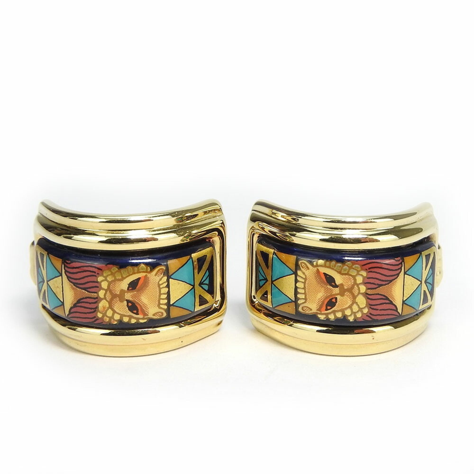 Clip-On Earrings Cloisonné and Enamel and Metal
