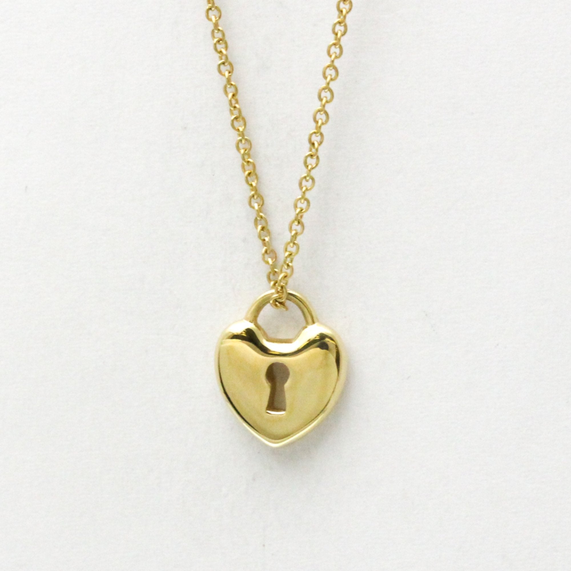 Heart Lock Key Pendant Necklace 18K Yellow Gold