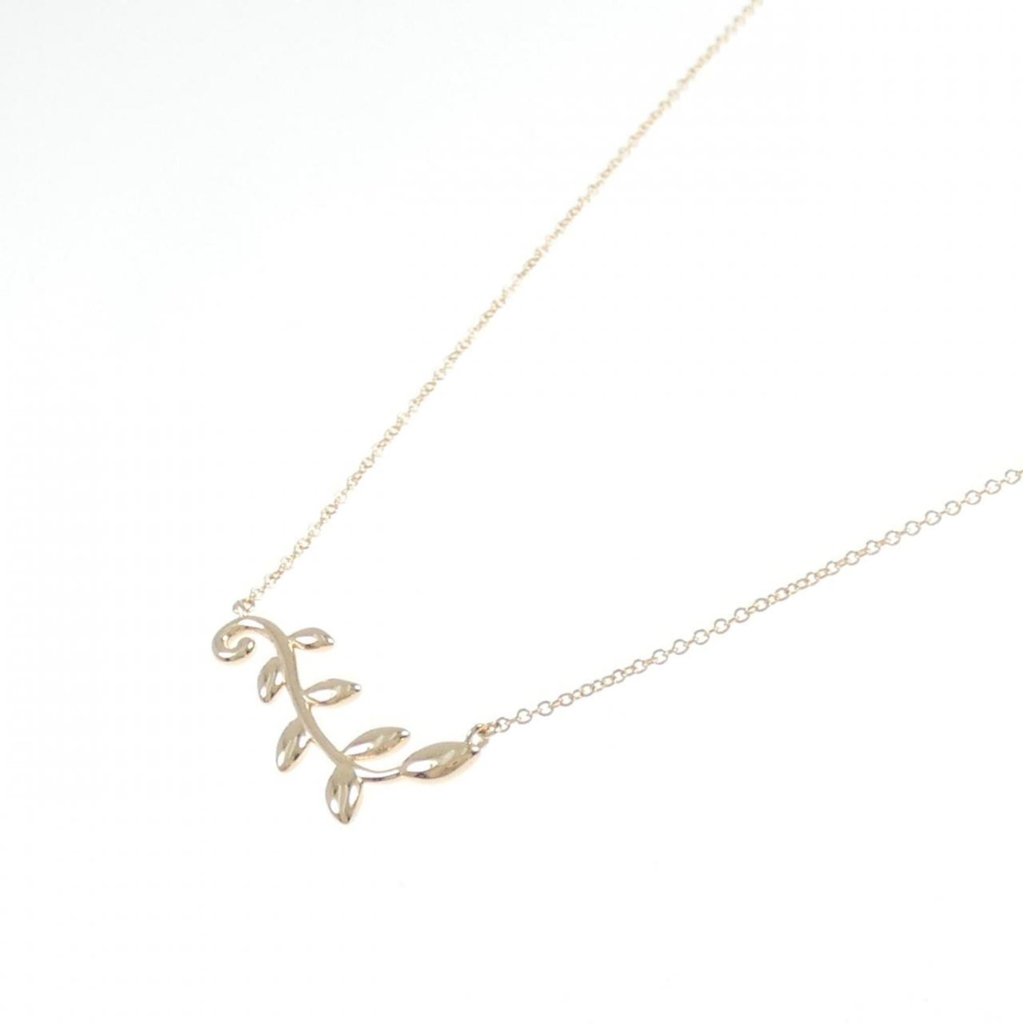 Olive Leaf Vine Pendant Necklace 18K Rose Gold