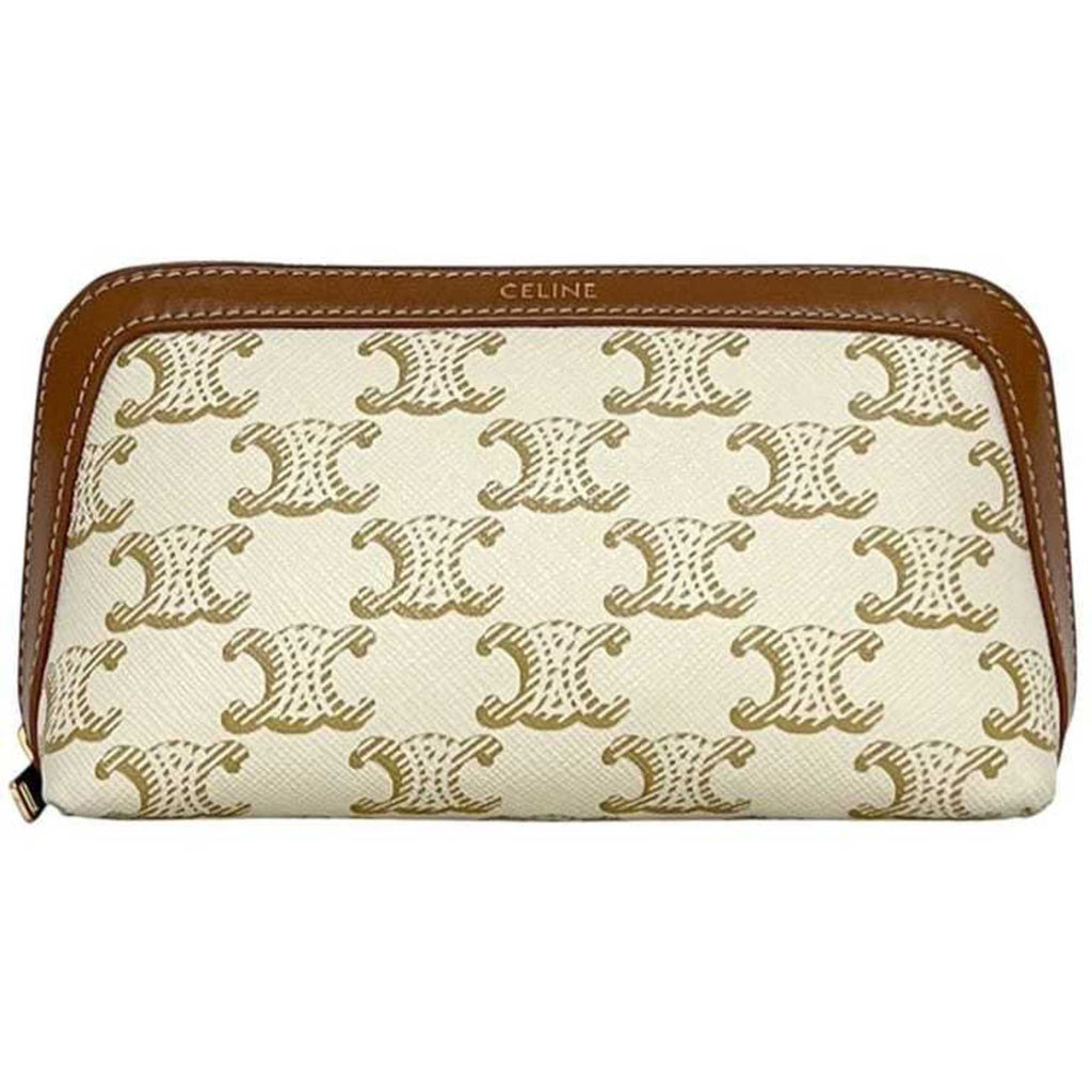 Zip Around Chain Clutch Triomphe Coated Canvas