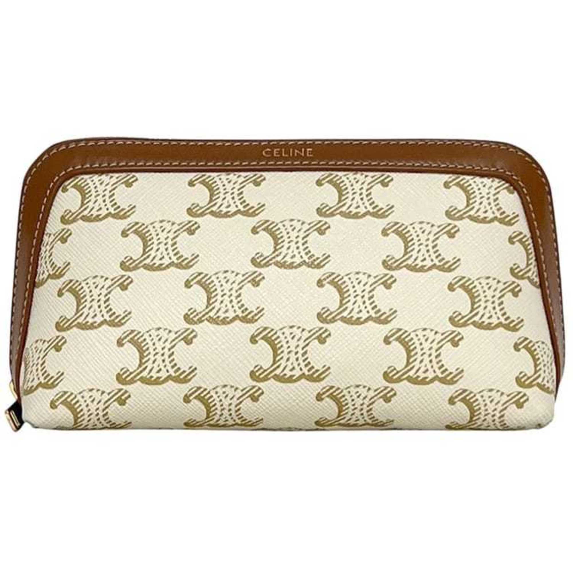 Zip Around Chain Clutch Triomphe Coated Canvas