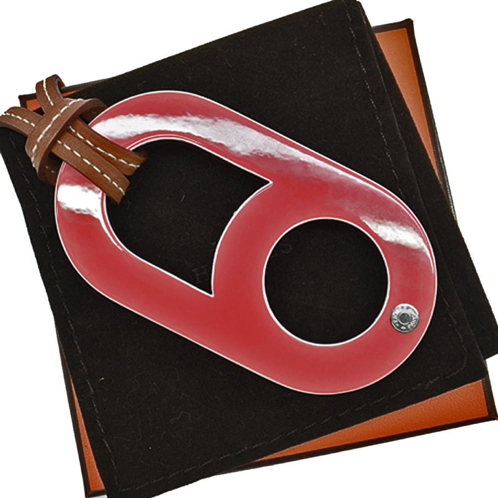 Pendant Necklace Lacquer and Swift Leather Black Brown Pink