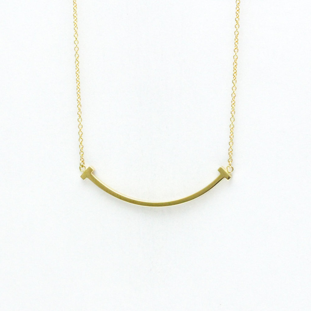 T Smile Pendant Necklace 18K Yellow Gold