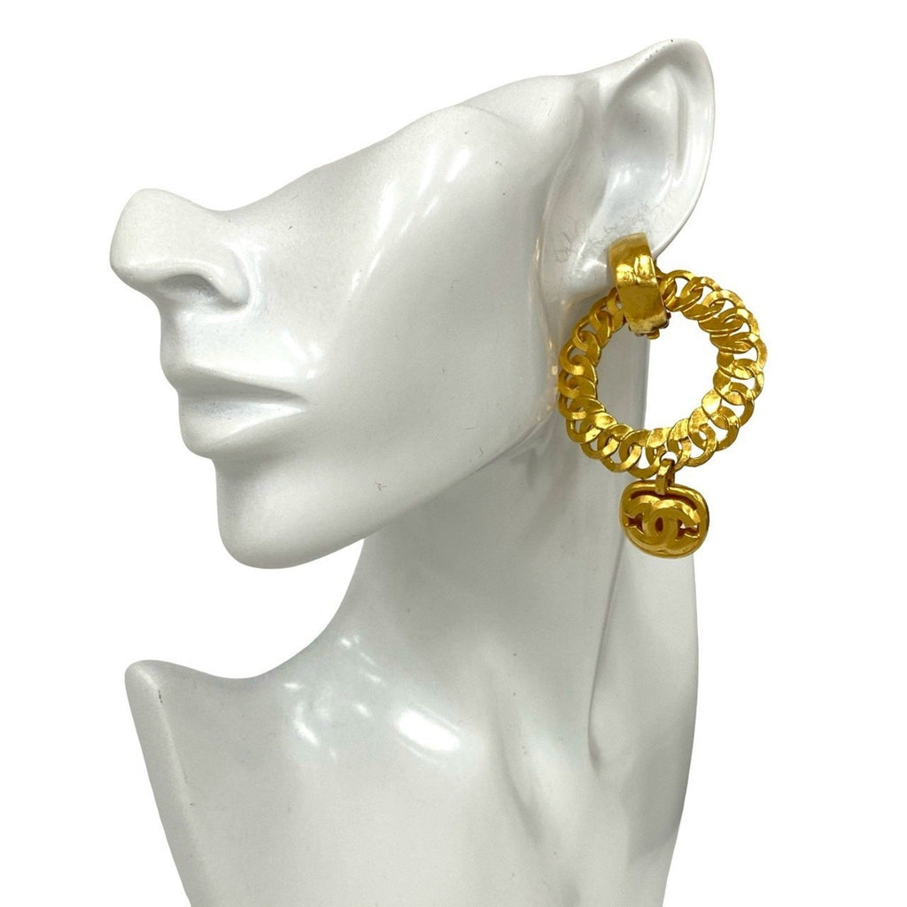 CC Logo Clip-On Earrings Metal Gold-Tone Metal