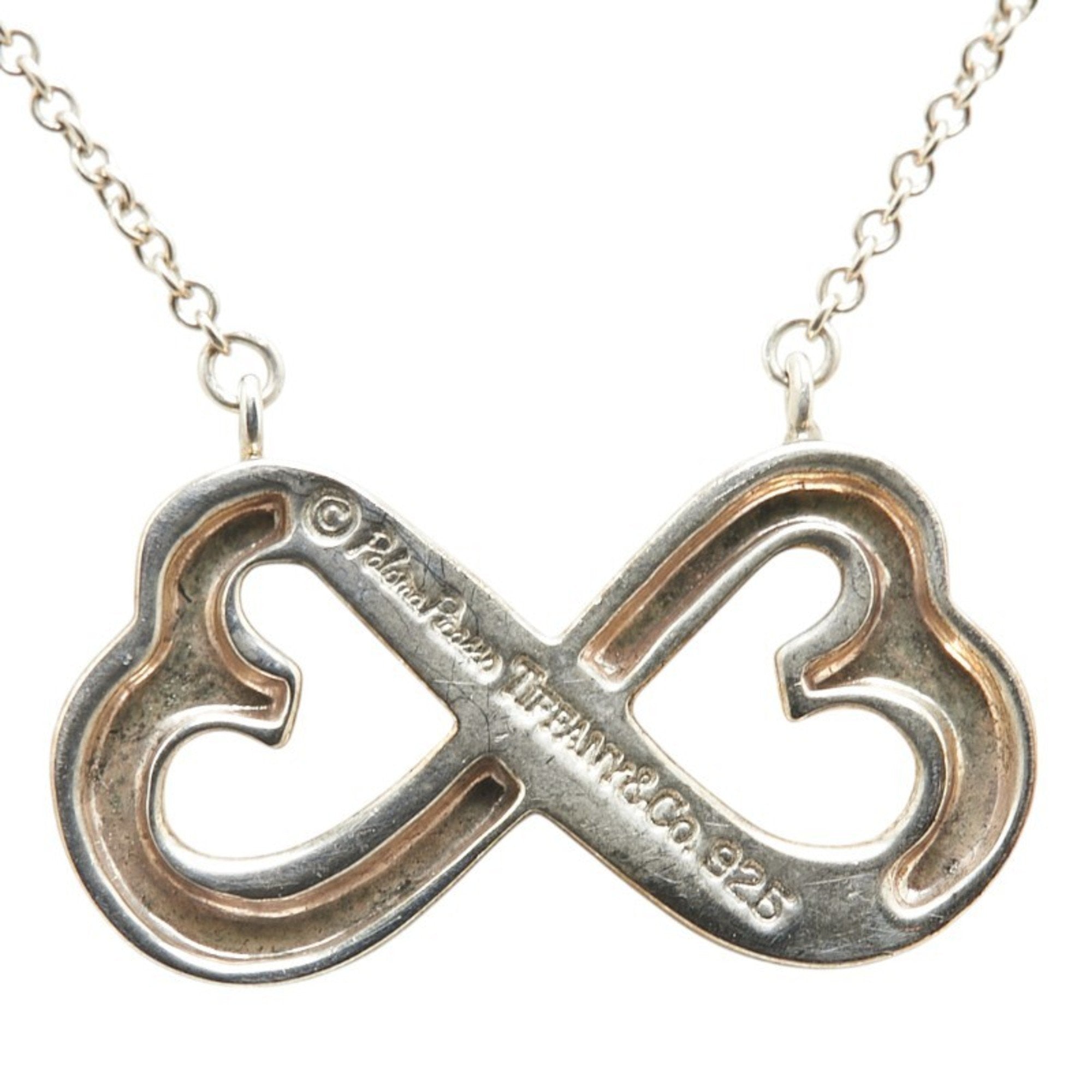 Double Loving Heart Pendant Necklace Sterling Silver