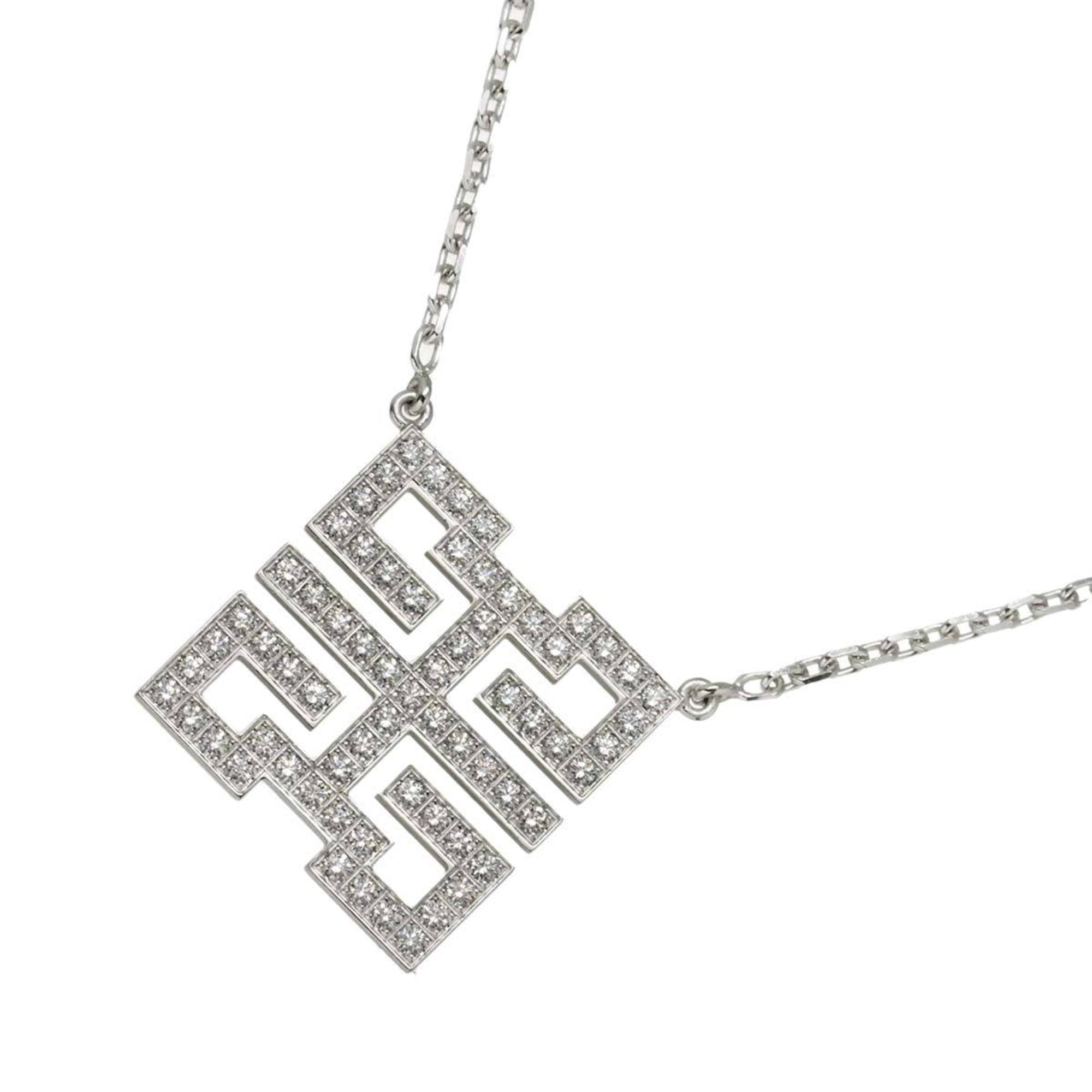 Dragon Pendant Necklace 18K White Gold Mini and Diamond