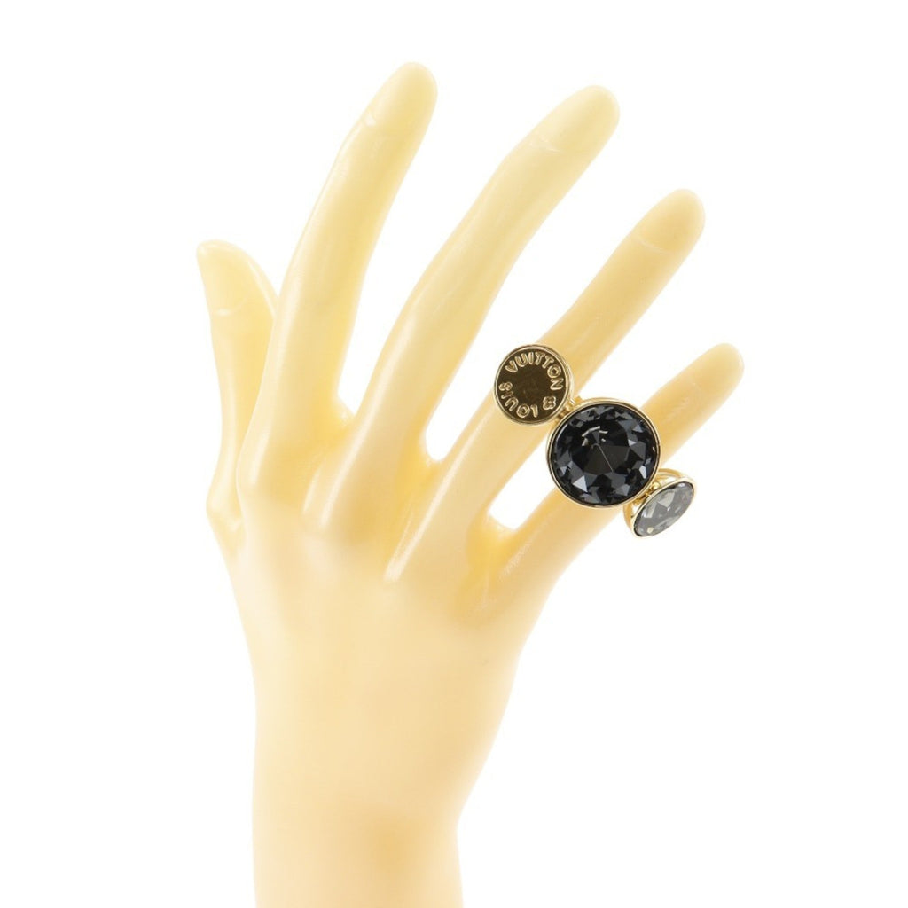 Over The Rainbow Sparkling Double Finger Twisted Band Ring Gold-Plated Gray