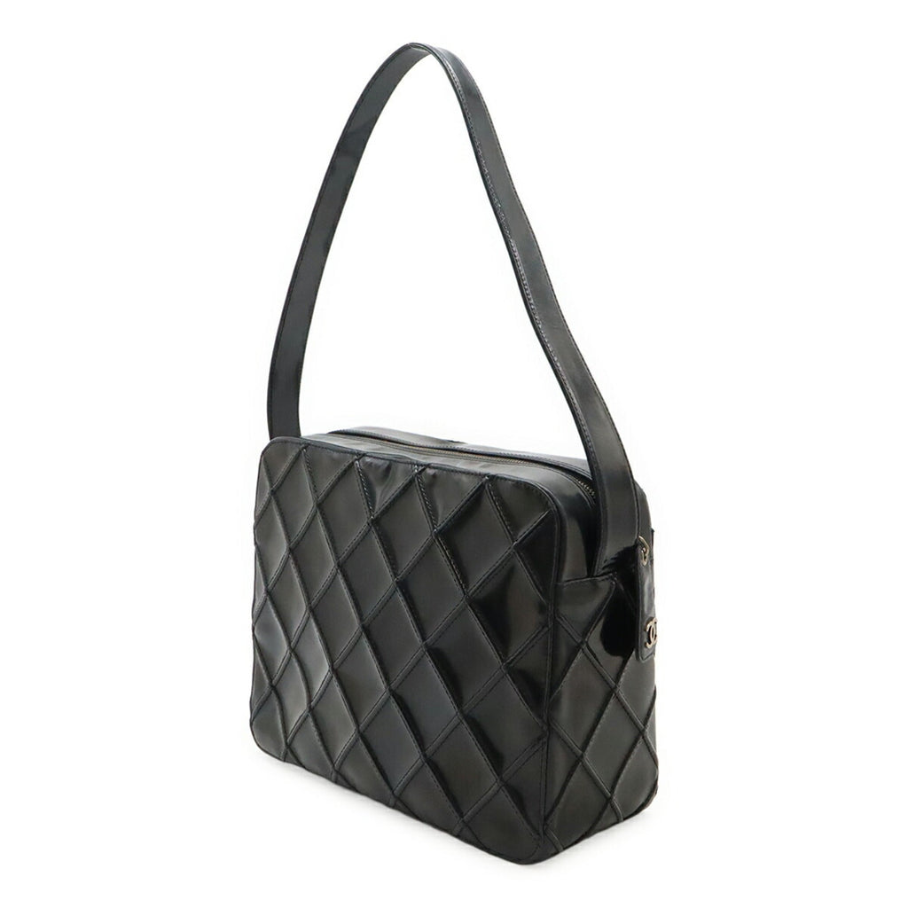 Vintage Pocket Shoulder Bag Quilted Patent Small