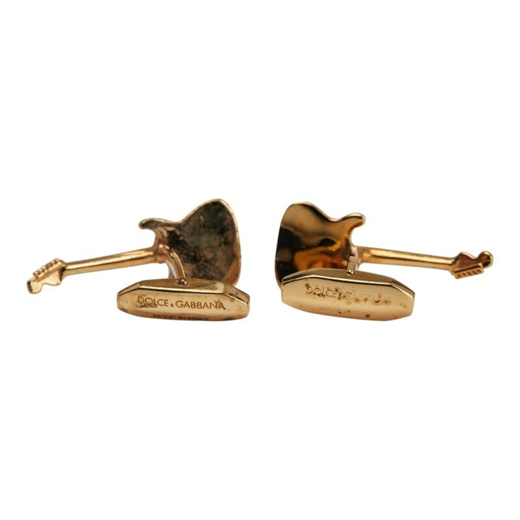 Guitar Motif Cufflinks Gold Plated and Blue Bracelet