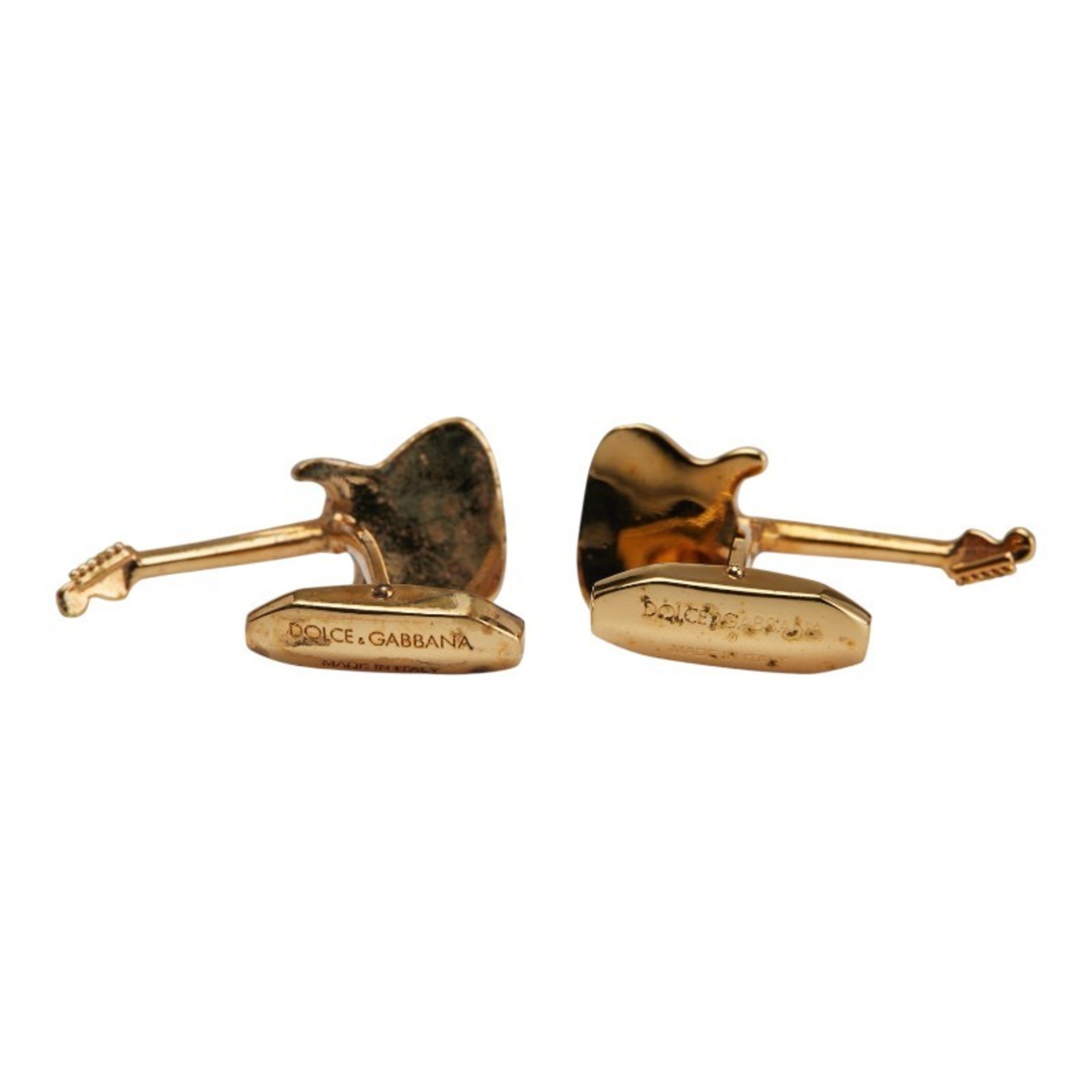 Guitar Motif Cufflinks Gold Plated and Blue Bracelet