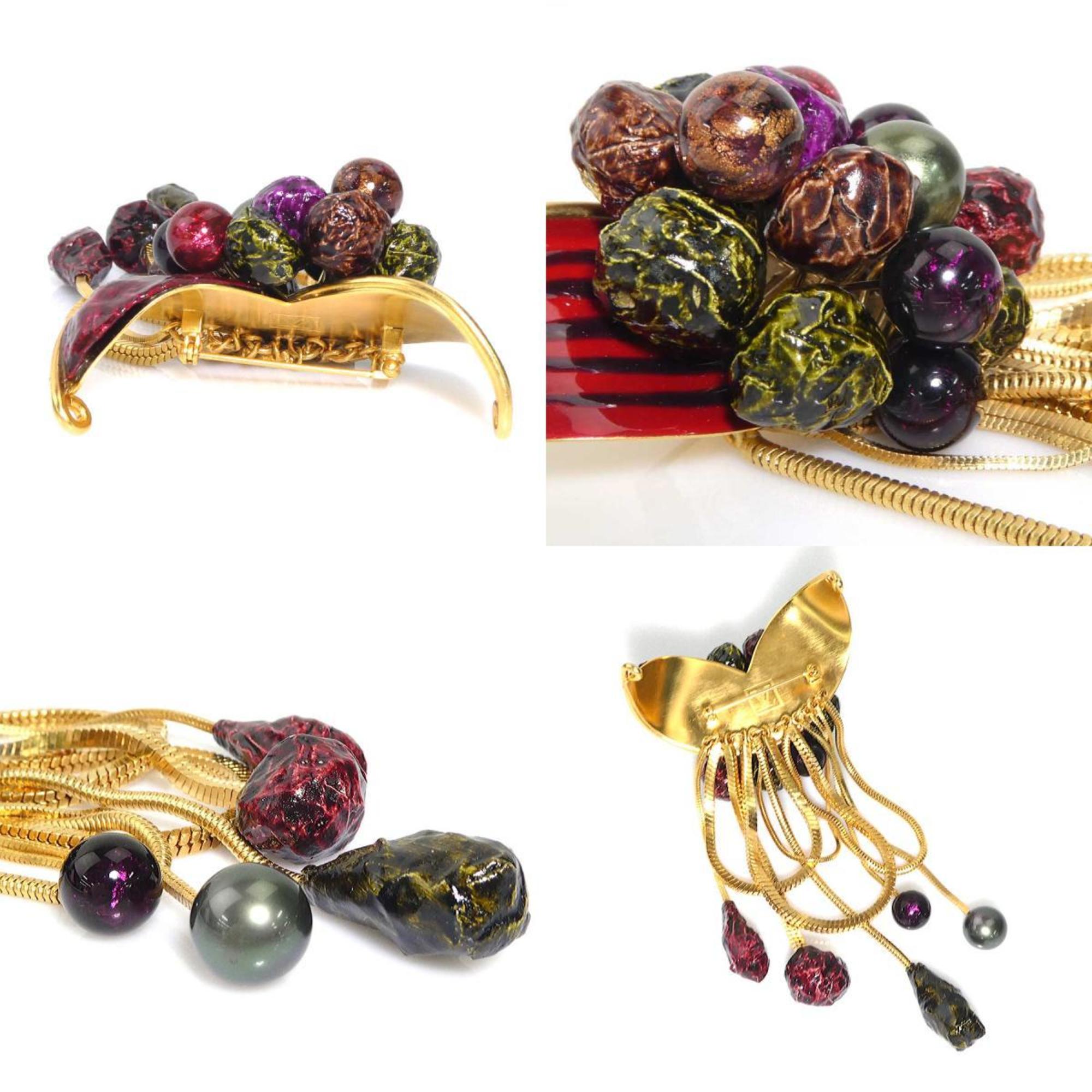 Brooch Metal Gold and Multicolor