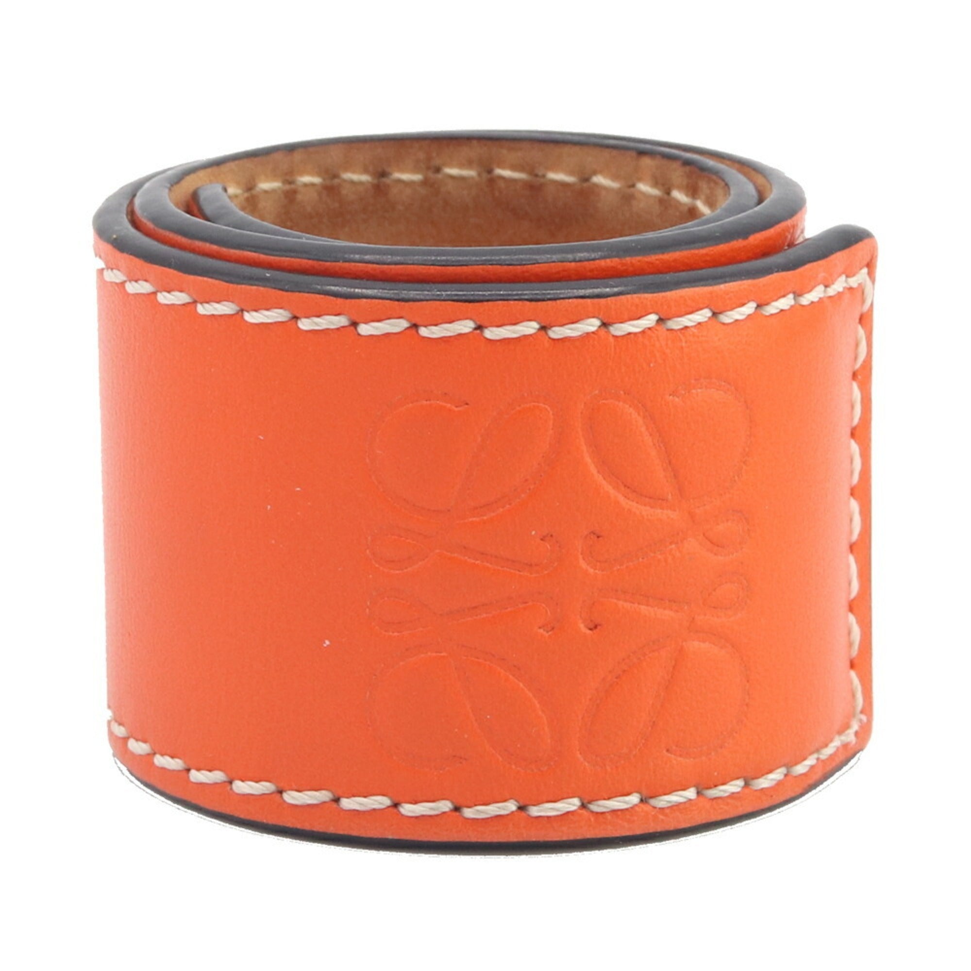 Anagram Slap Bracelet Orange Leather Small