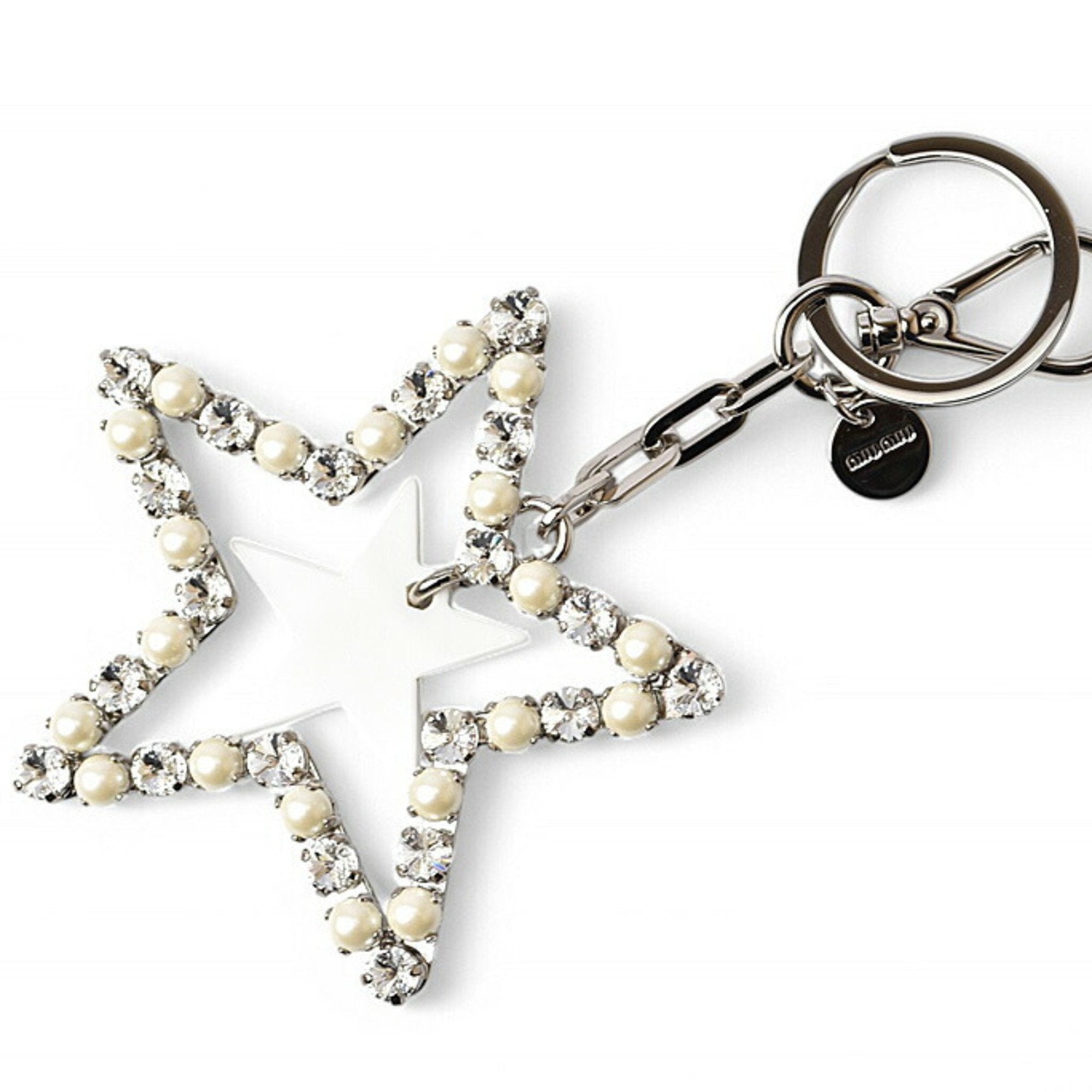 Charm Artificial Pearl and Metal and Rhinestone White Handbag Charm