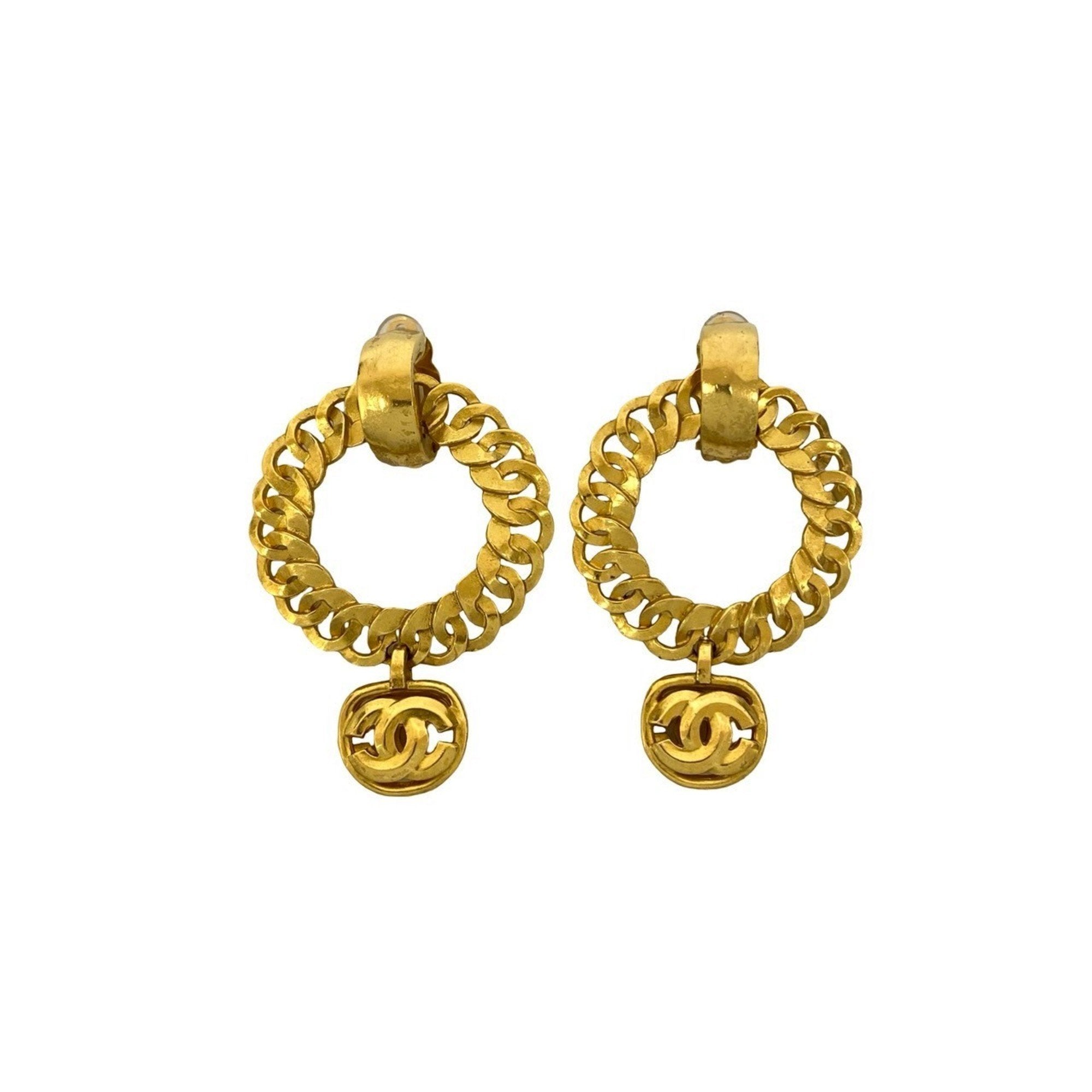 CC Logo Clip-On Earrings Metal Gold-Tone Metal