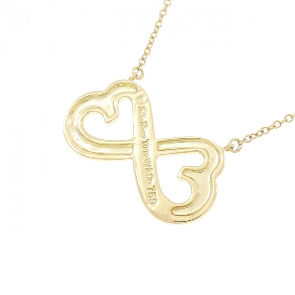 Double Loving Heart Pendant Necklace 18K Yellow Gold