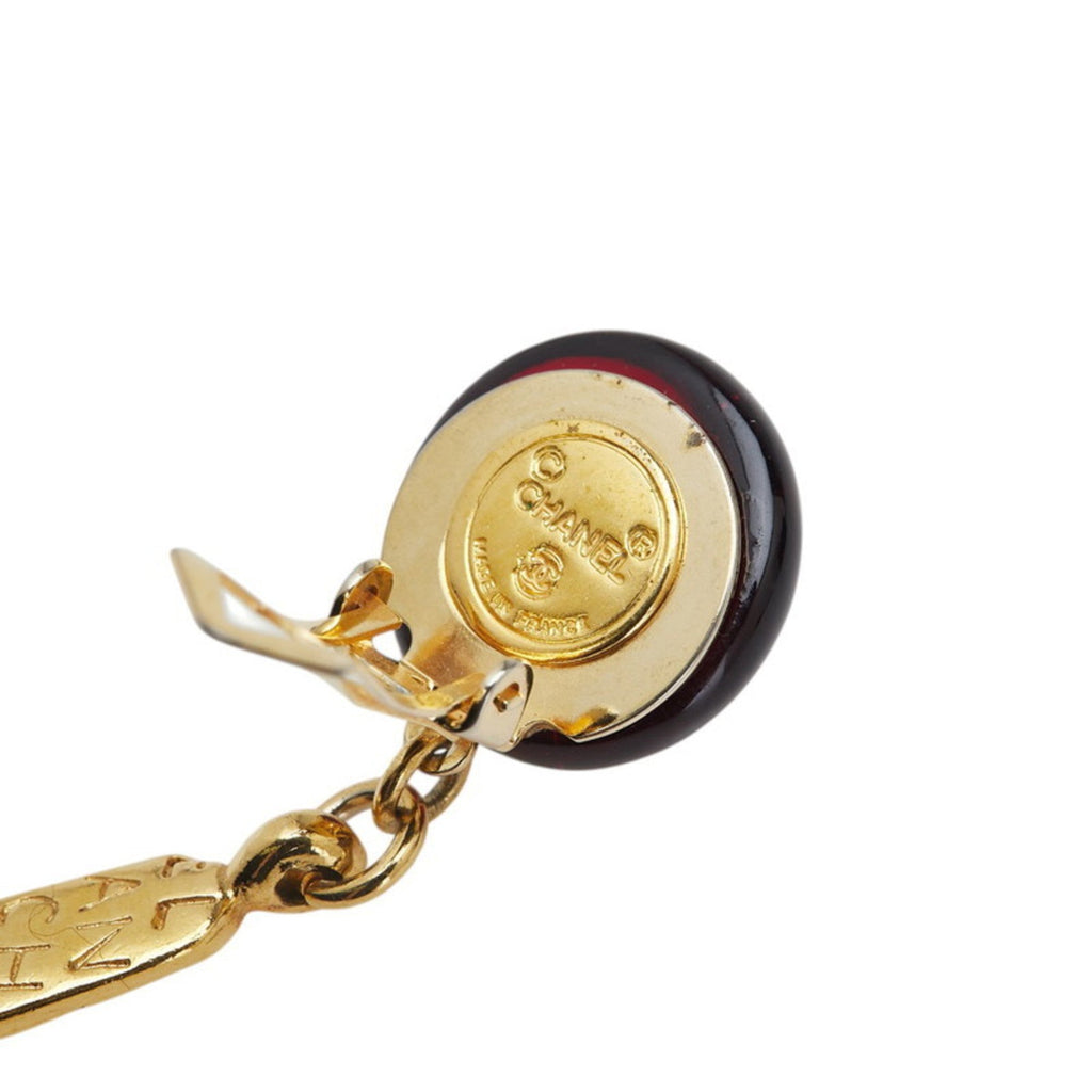 Logo Clip-On Earrings Gold and Red Plated