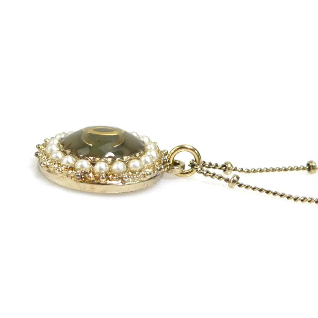CC Logo Pendant Necklace Gold-Tone Metal