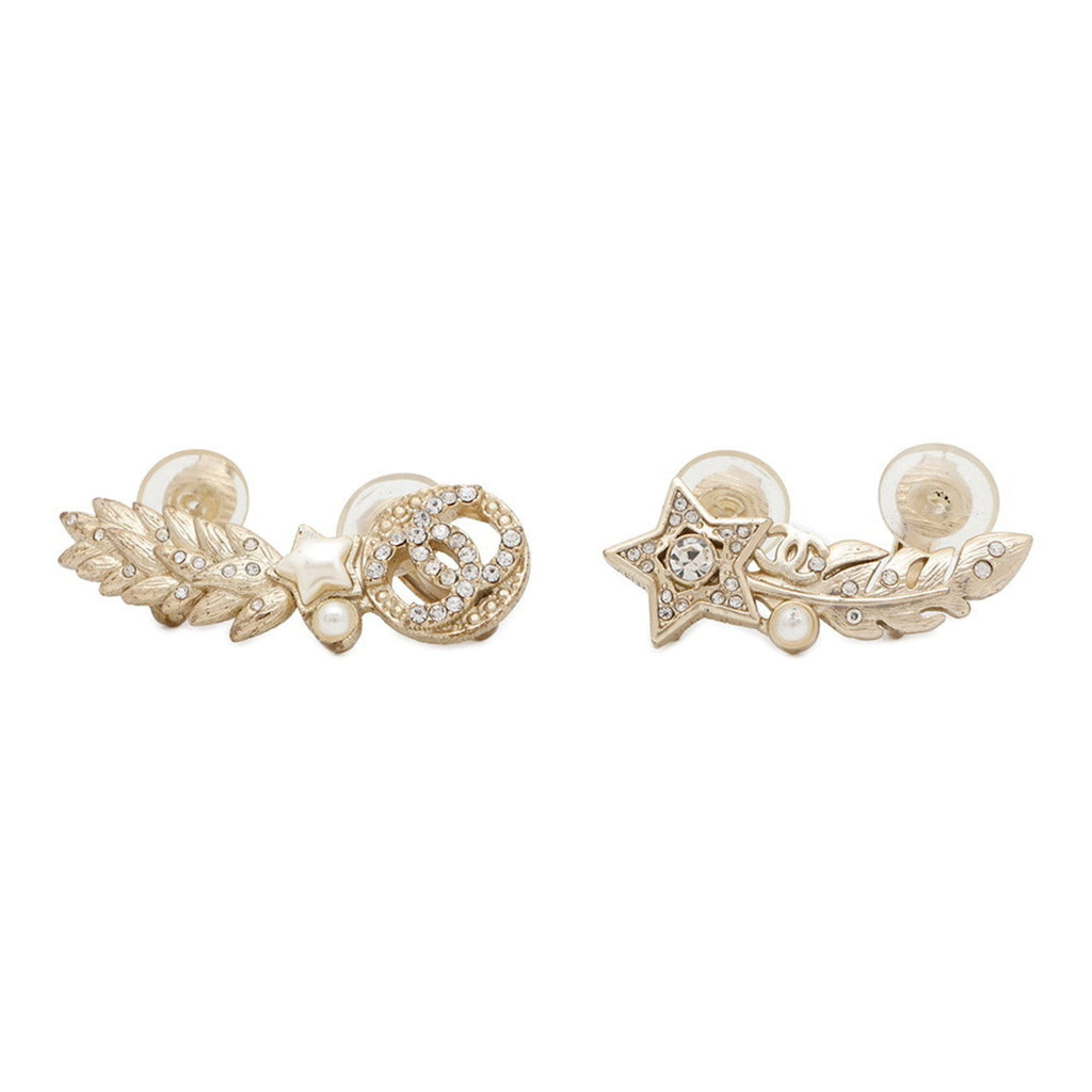 CC Logo Star Clip-On Earrings Metal Gold-Tone Metal