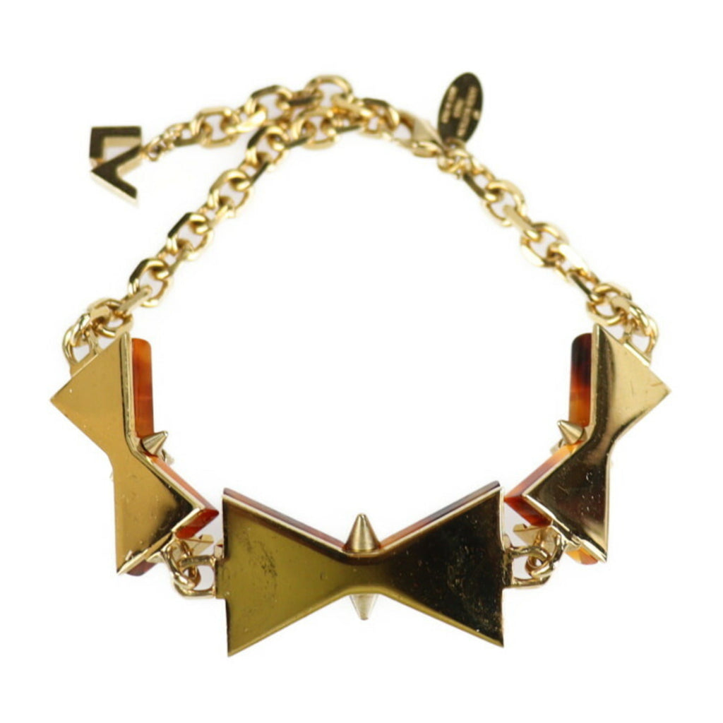 Spiky Bow Bangle Metal and Plastic Brown Gold Bracelet