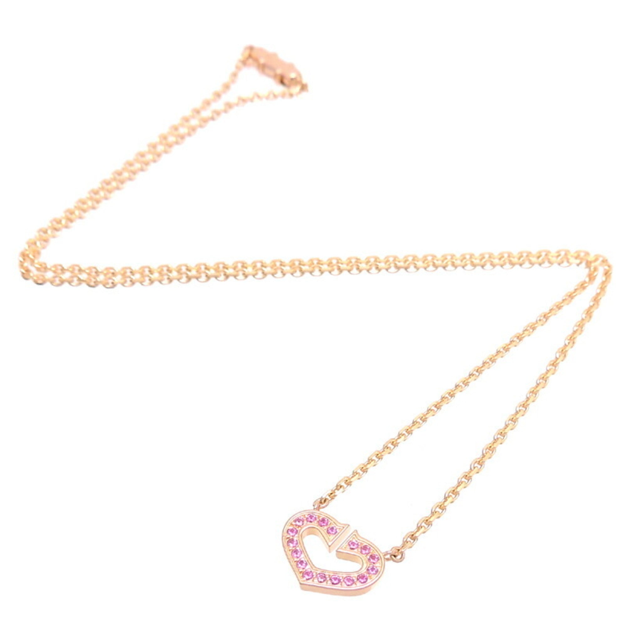 C Heart Pendant Necklace 18K Rose Gold