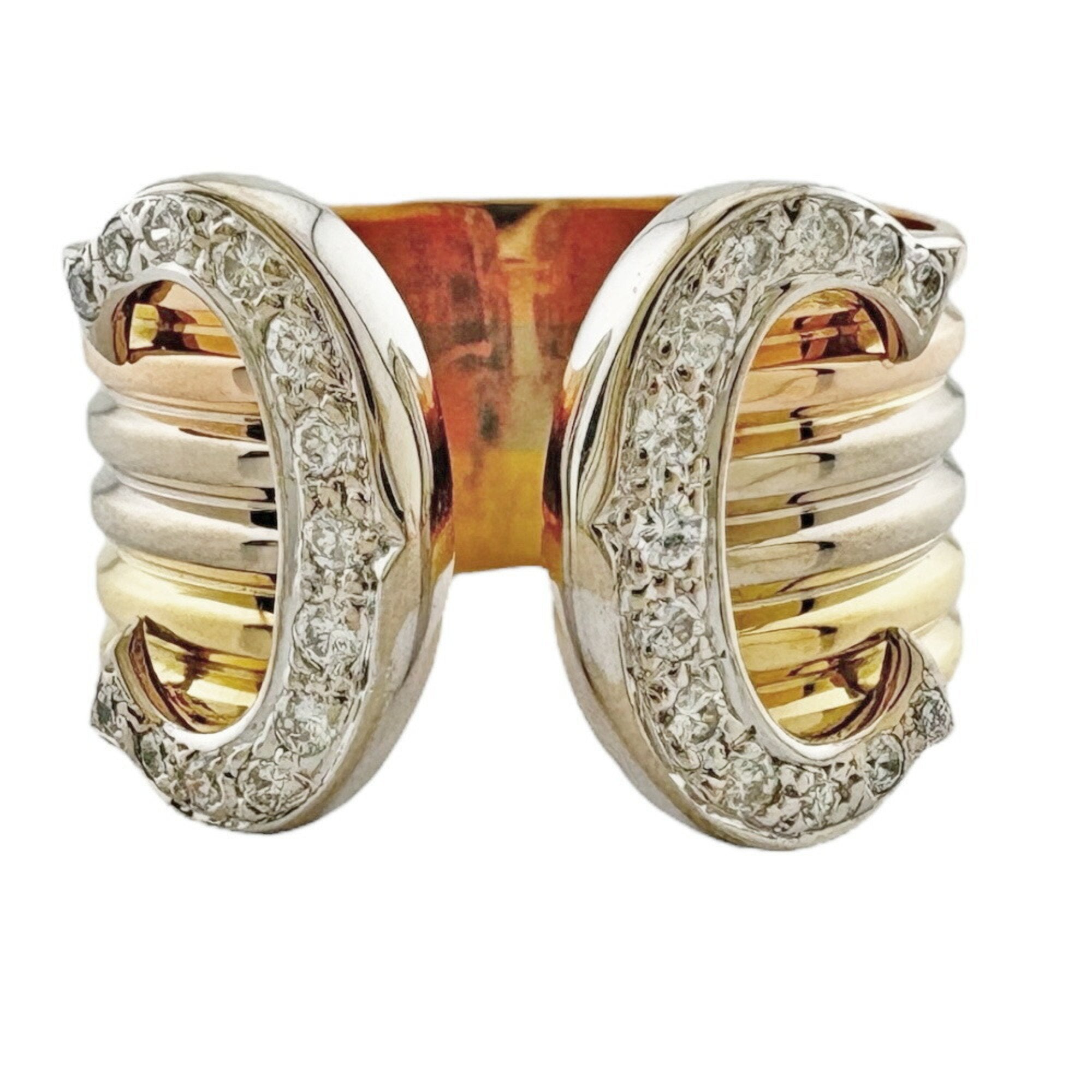 Ring 18K Yellow Gold and White Gold and Rose Gold with Diamond