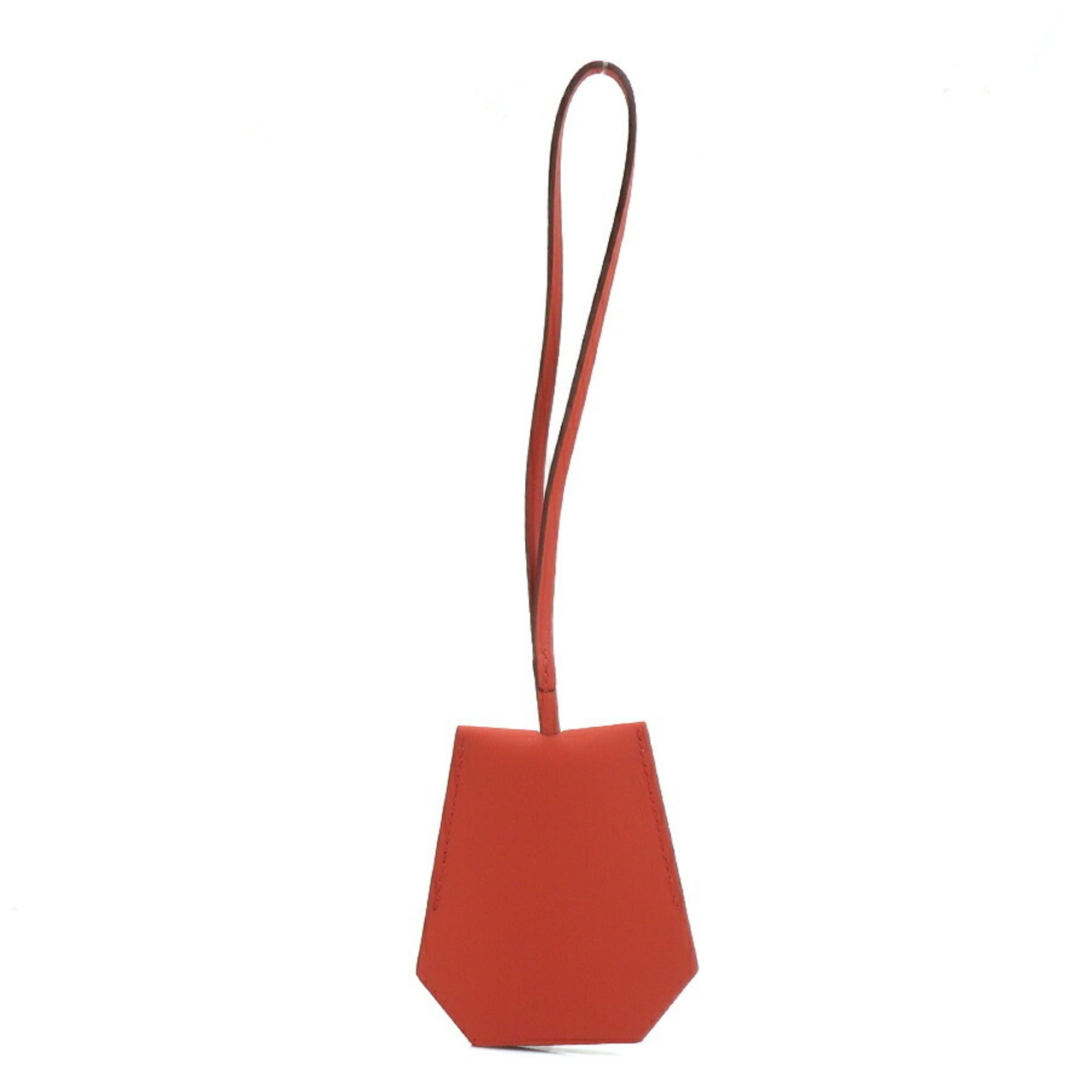 Charm Leather and Metal Brown and Orange Handbag Charm