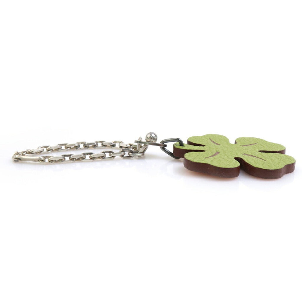 Clover Charm Leather and Sterling Silver Handbag Charm