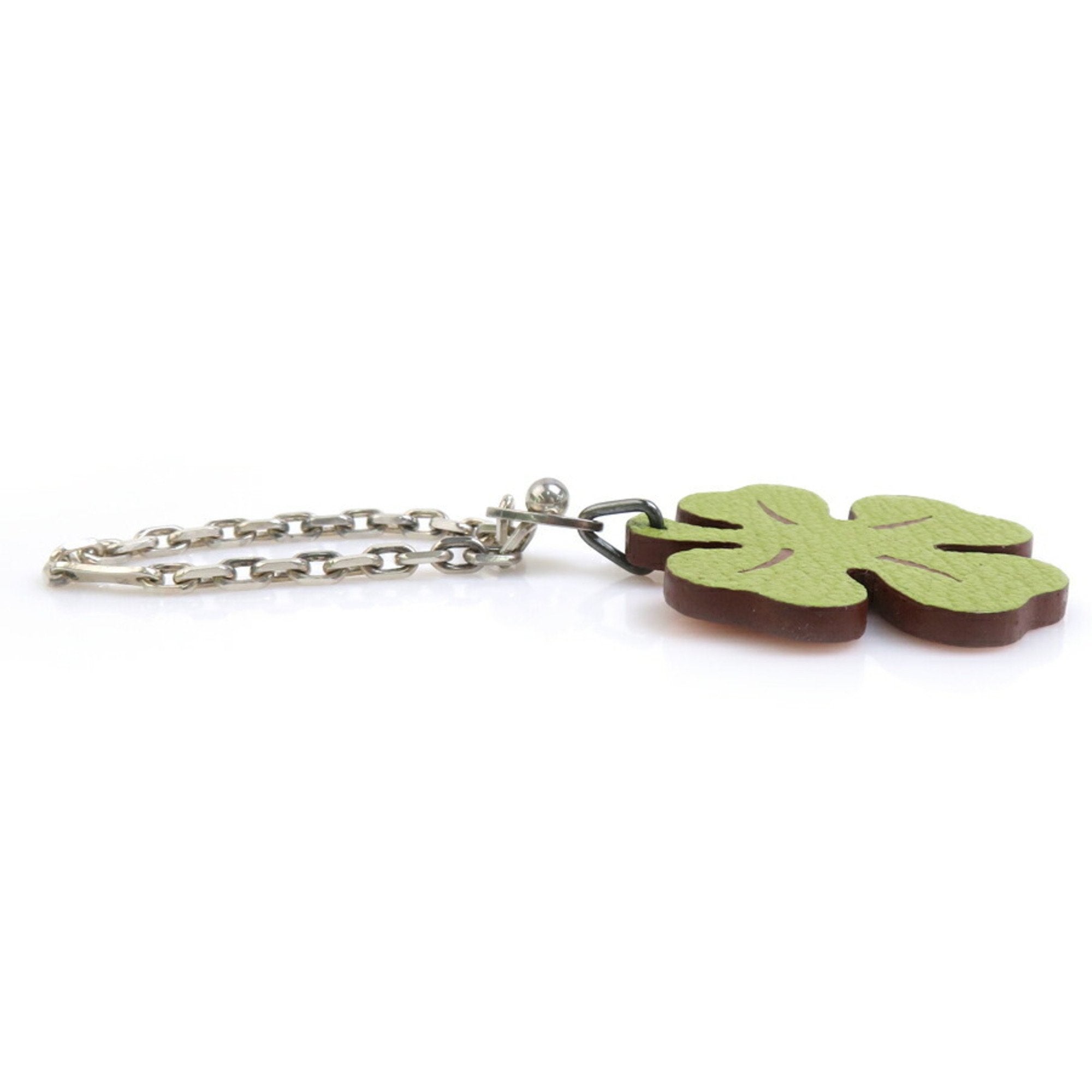 Clover Charm Leather and Sterling Silver Handbag Charm