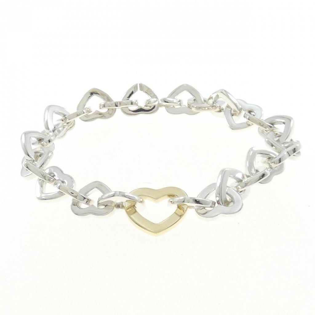 Heart Link Bracelet Sterling Silver and 18K Yellow Gold