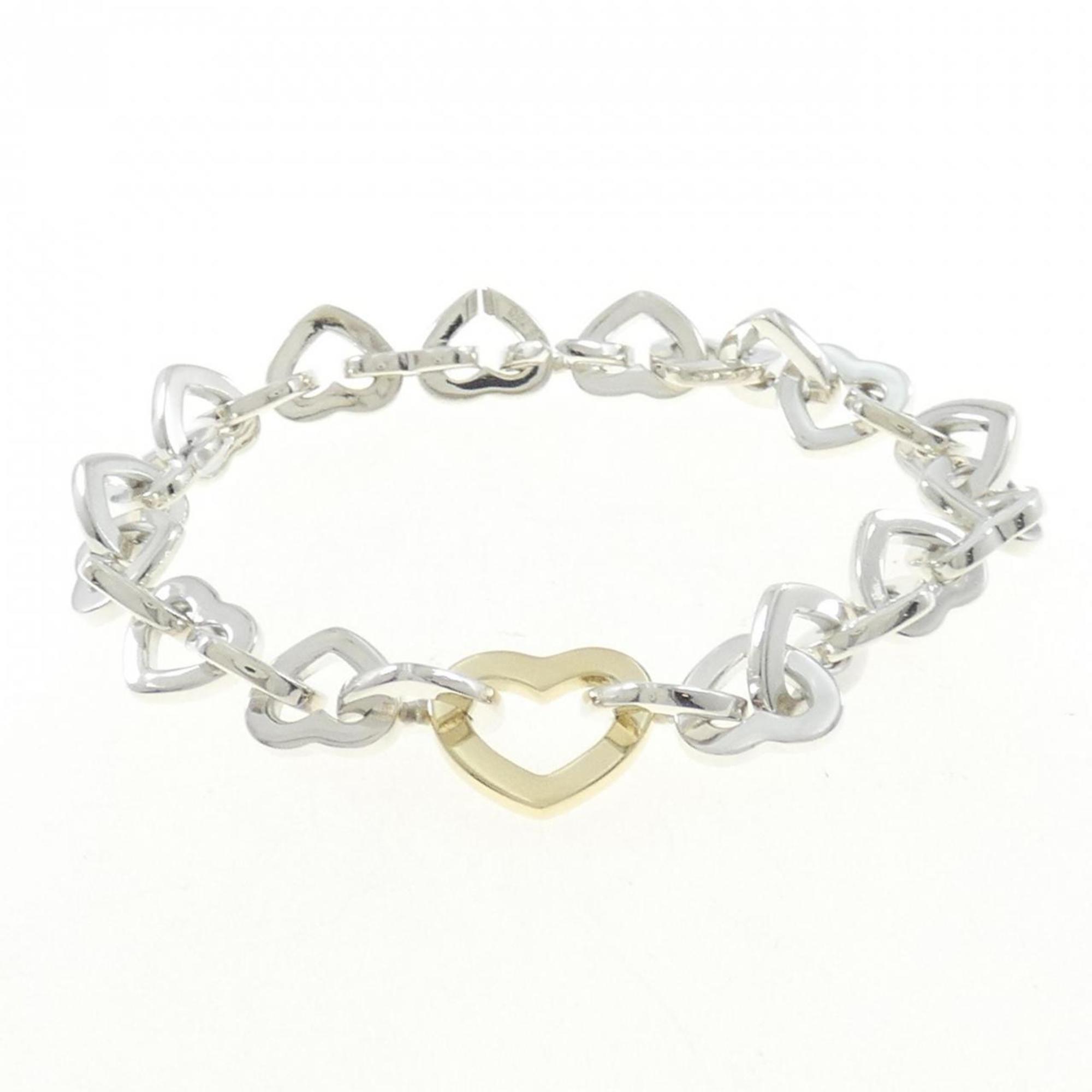 Heart Link Bracelet Sterling Silver and 18K Yellow Gold
