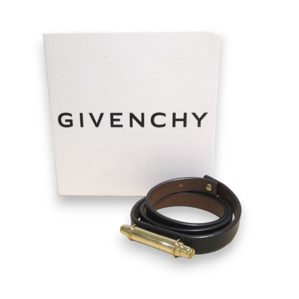 Bracelet Leather Black and Gold Medium