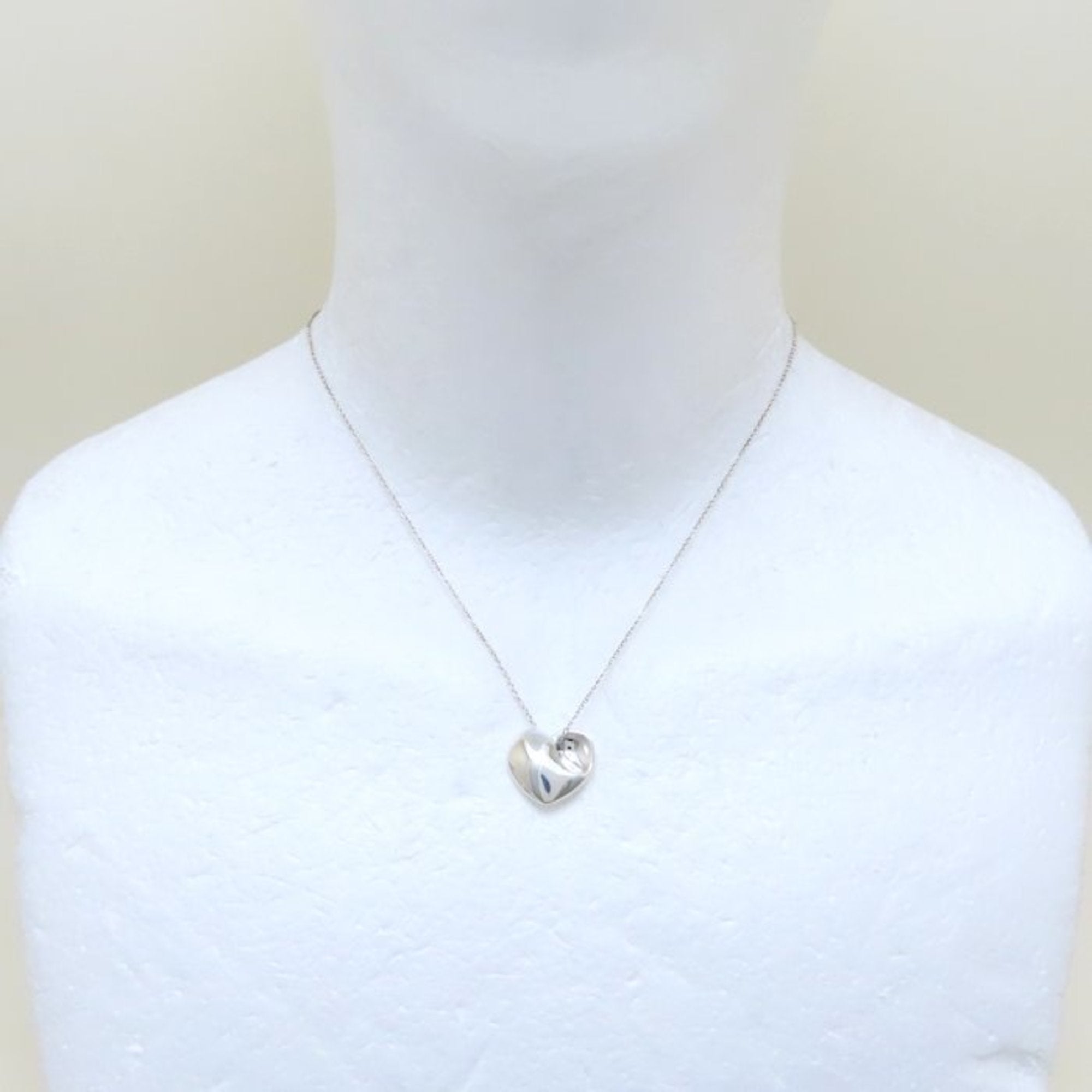 Folded Heart Pendant Necklace Sterling Silver