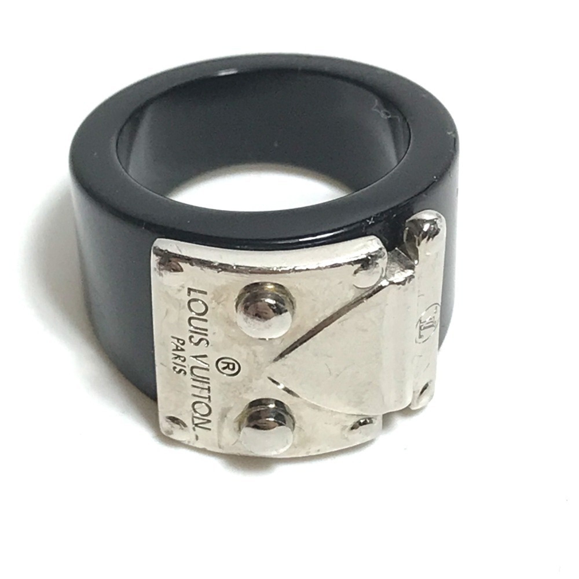 Band Ring Plastic Black and Silver