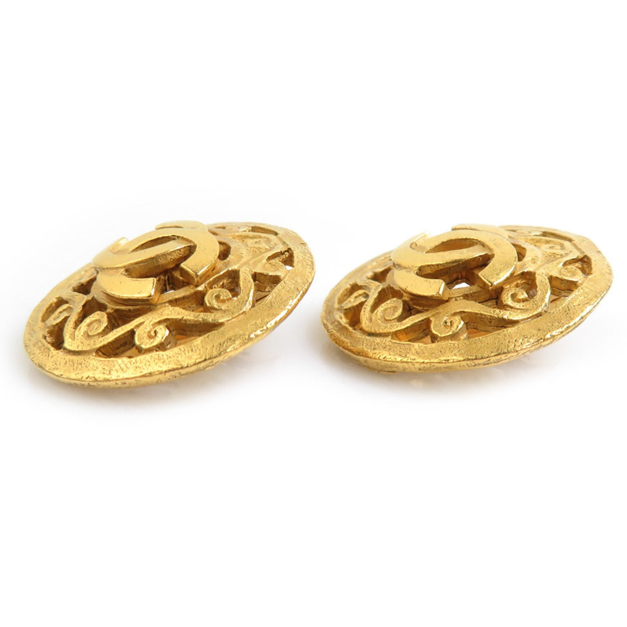 CC Logo Clip-On Earrings Gold-Tone Metal Gold-Tone Metal