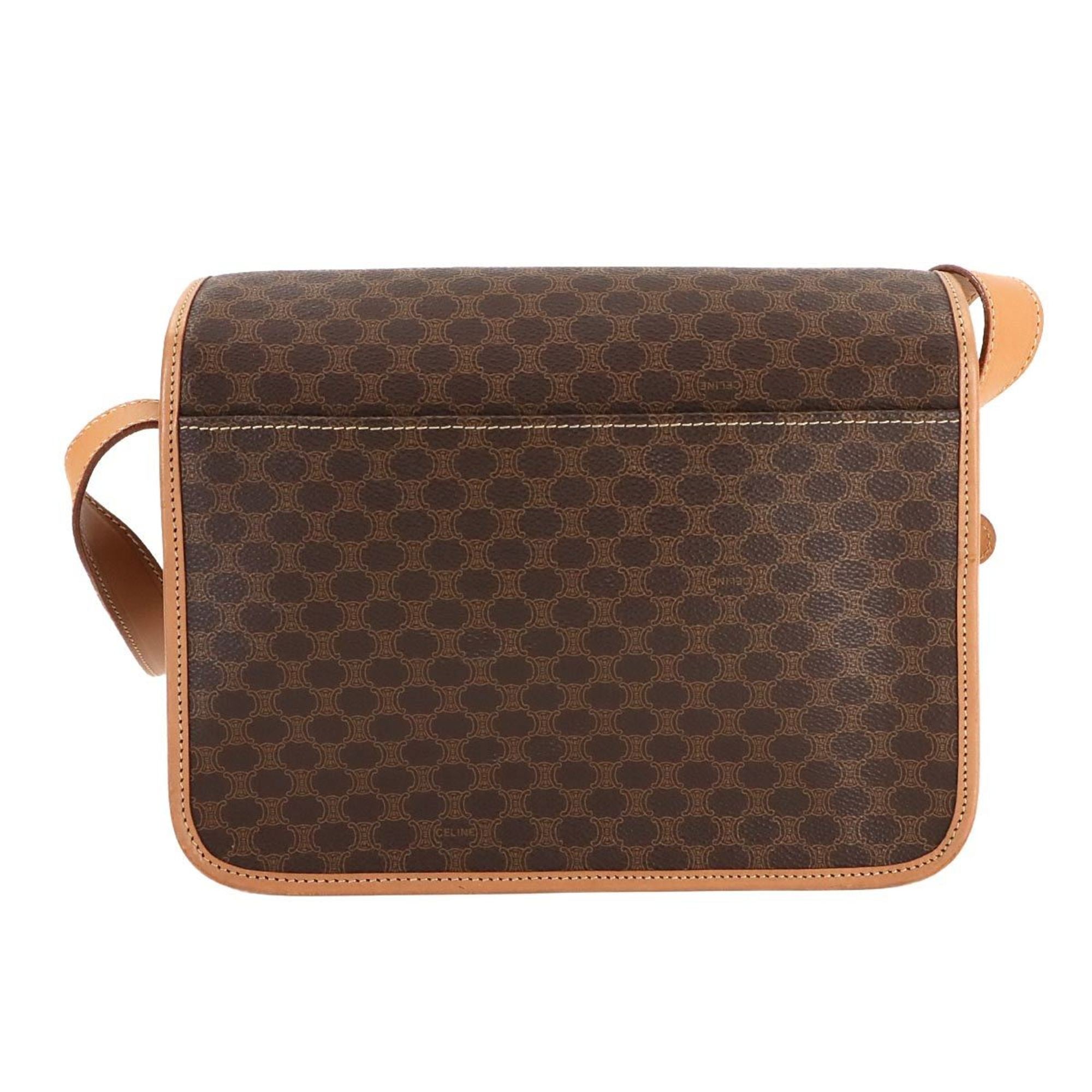 Vintage Saddle Flap Shoulder Bag Macadam Coated Canvas Small