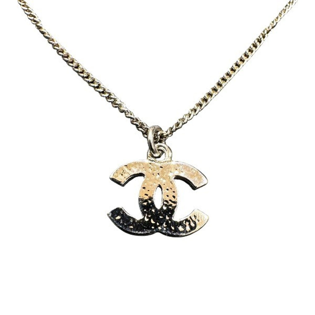 CC Logo Pendant Necklace Silver-Tone Metal