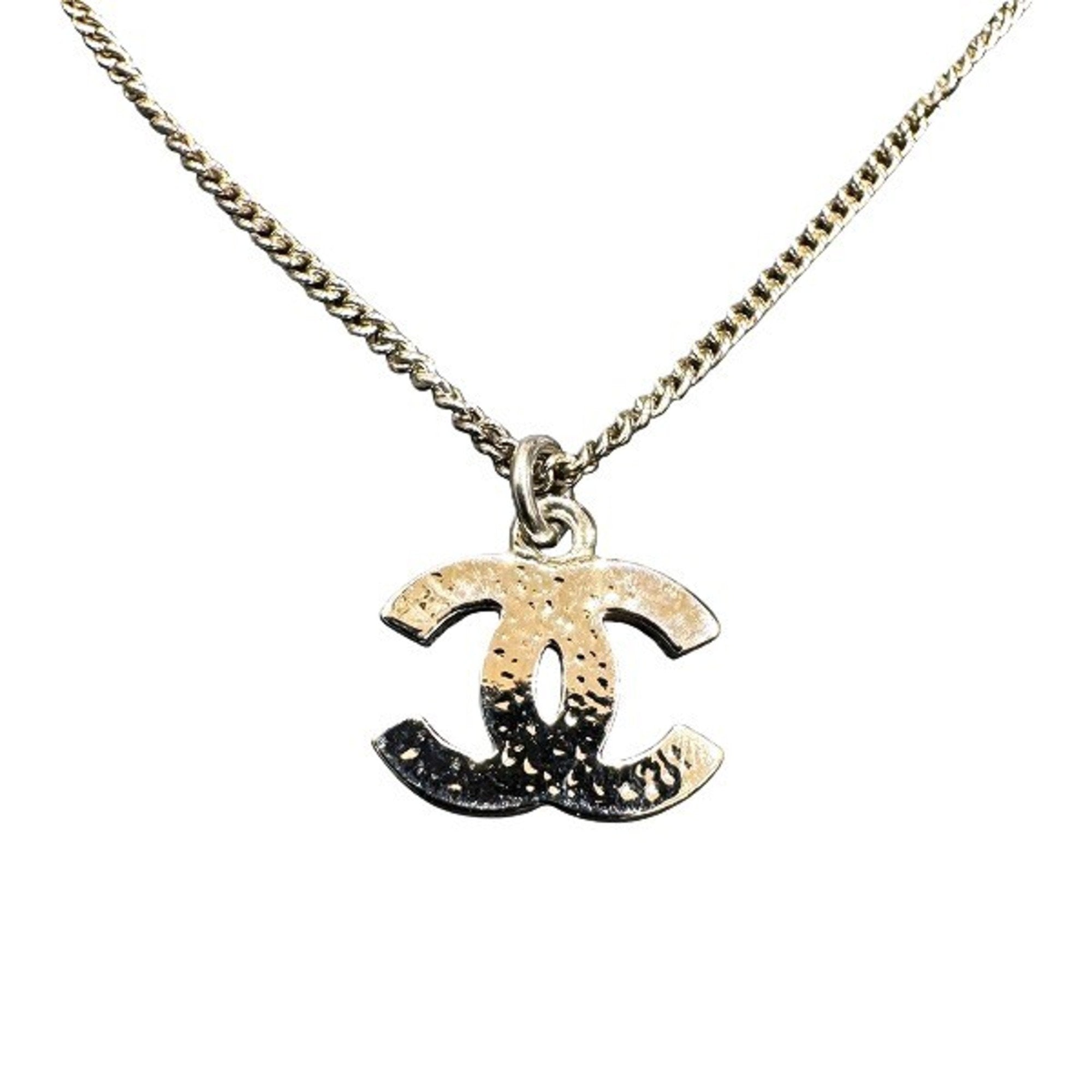 CC Logo Pendant Necklace Silver-Tone Metal