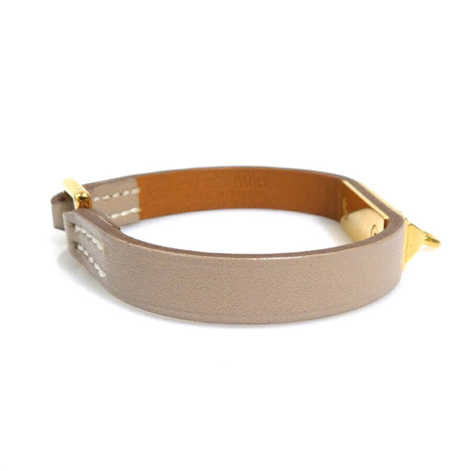 Rival Mini Bracelet Leather and Metal Greige Gold