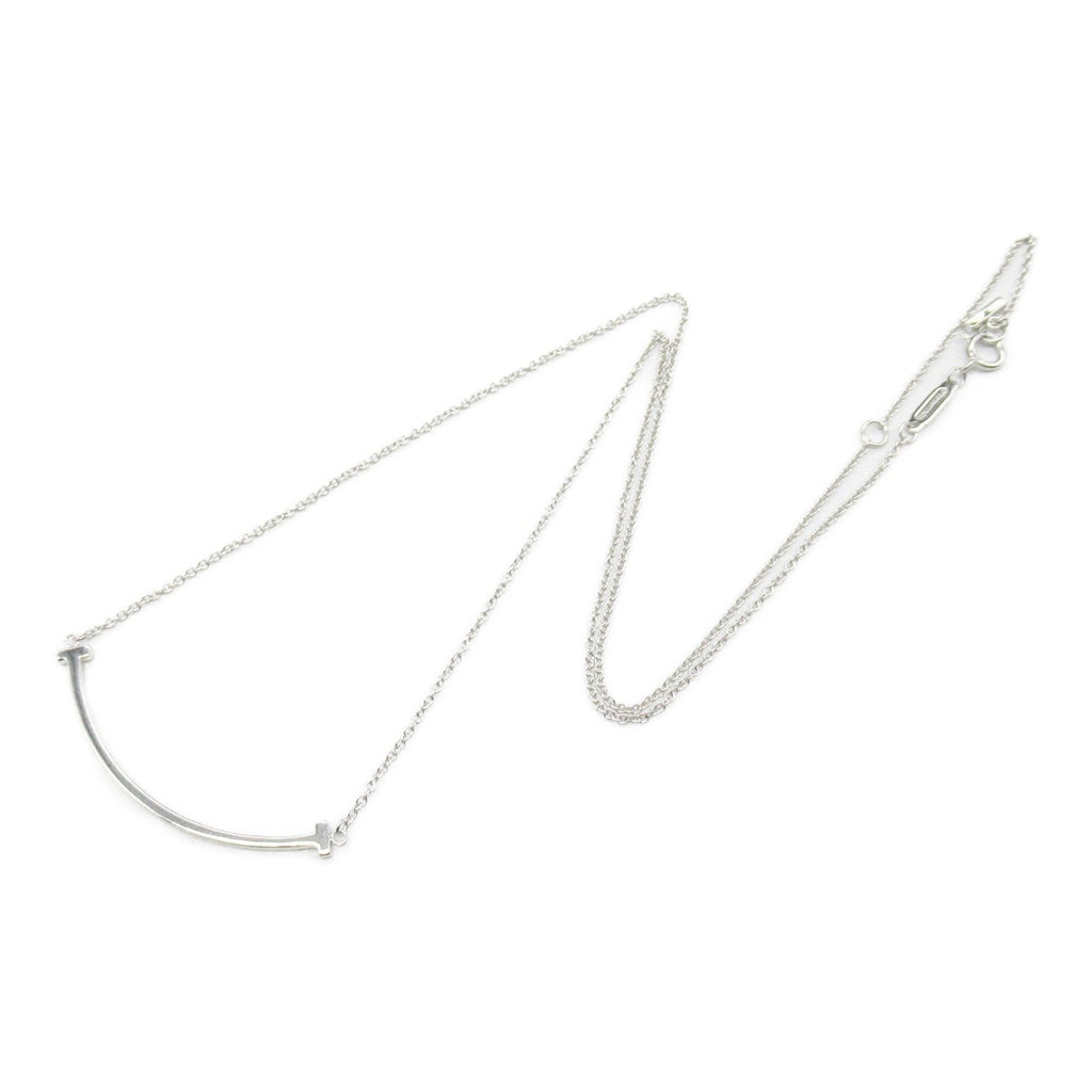 T Smile Pendant Necklace Sterling Silver with 18K White Gold