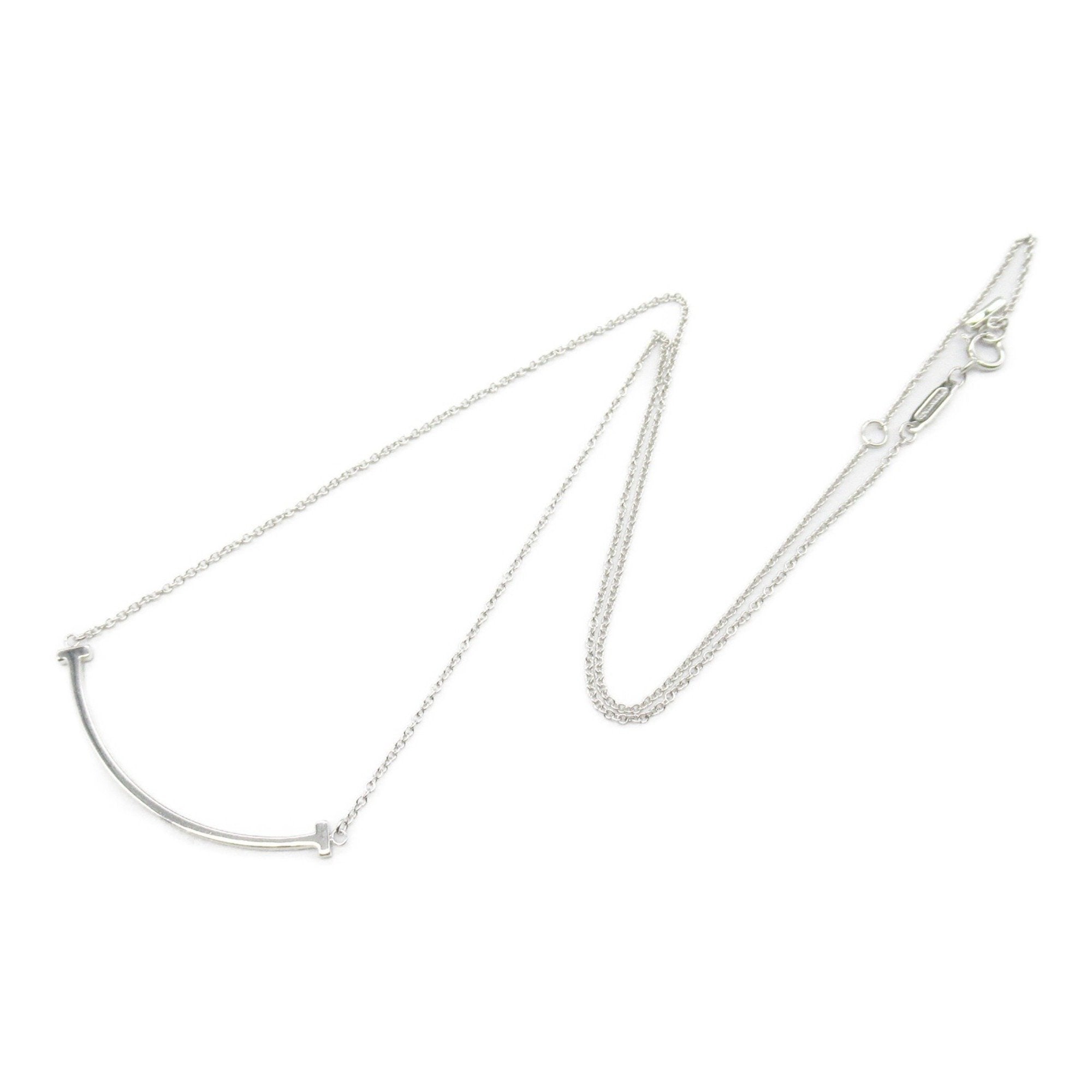 T Smile Pendant Necklace Sterling Silver with 18K White Gold