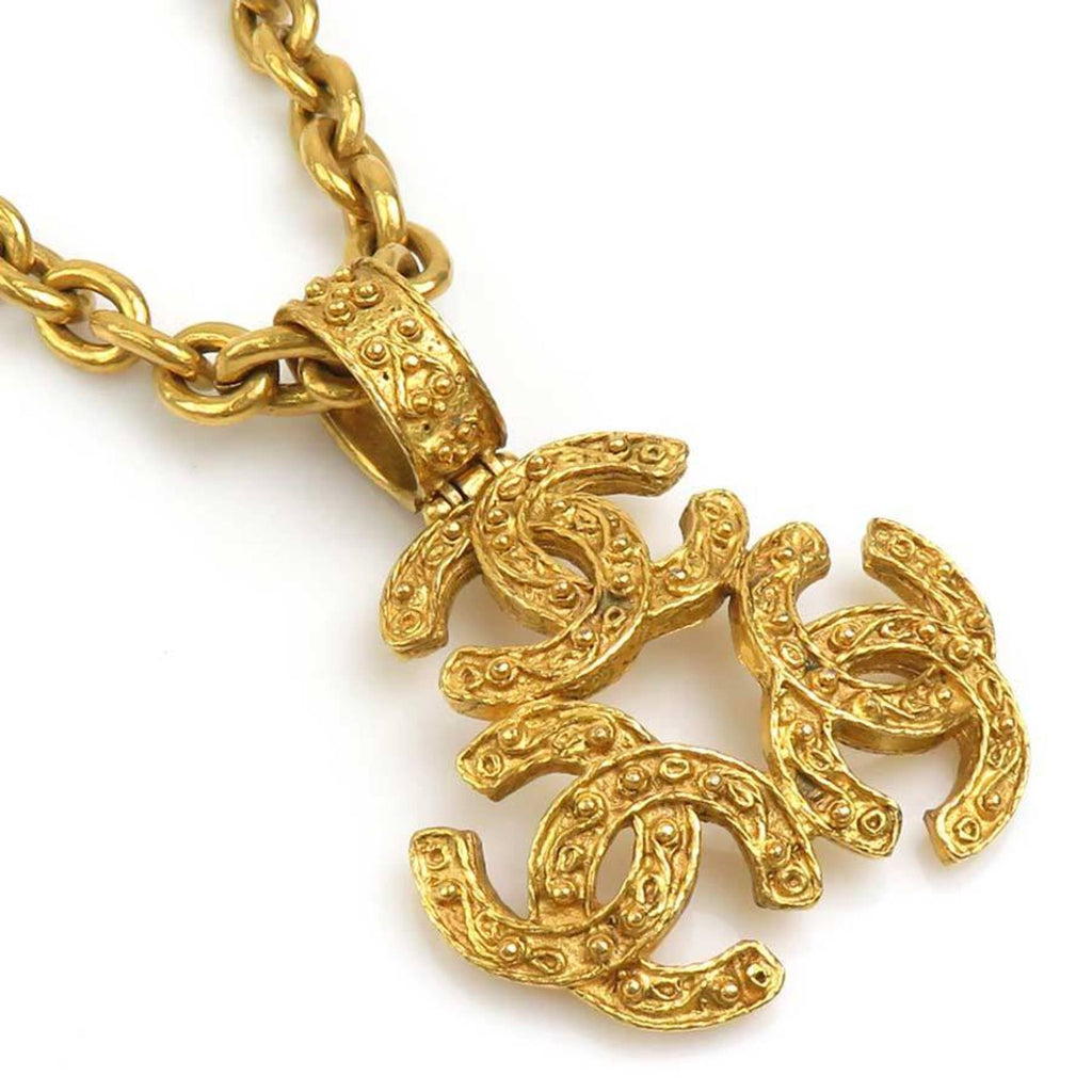 CC Logo Pendant Necklace Gold-Tone Metal