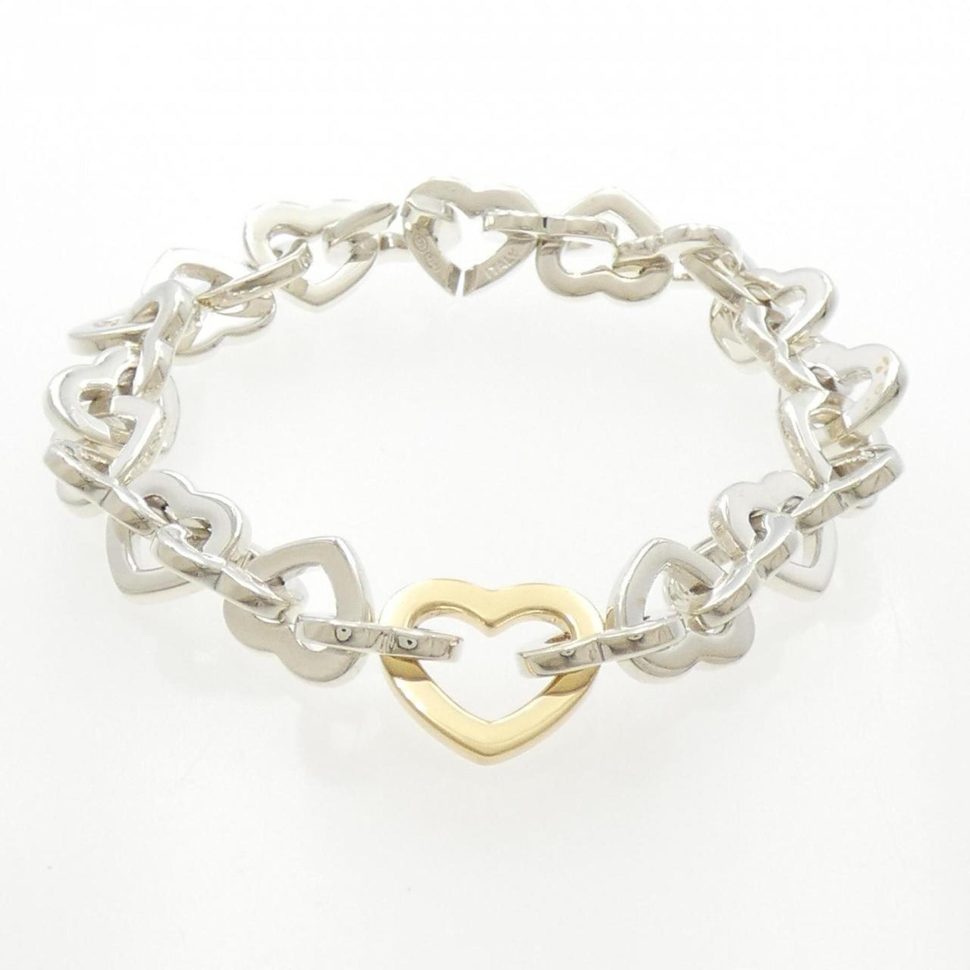 Heart Link Bracelet Sterling Silver and 18K Yellow Gold