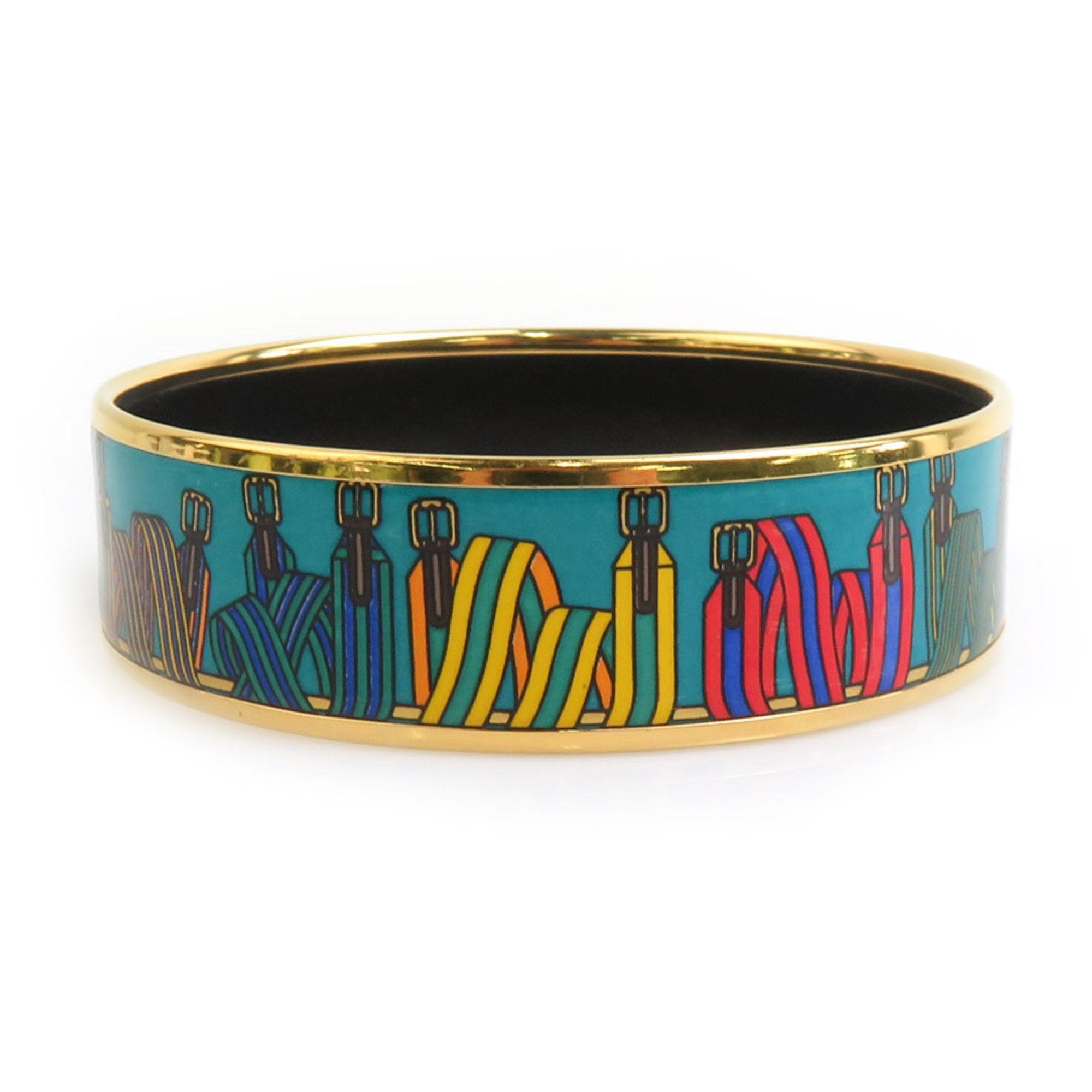 Enamel and Metal Bracelet Blue and Gold and Multi-color