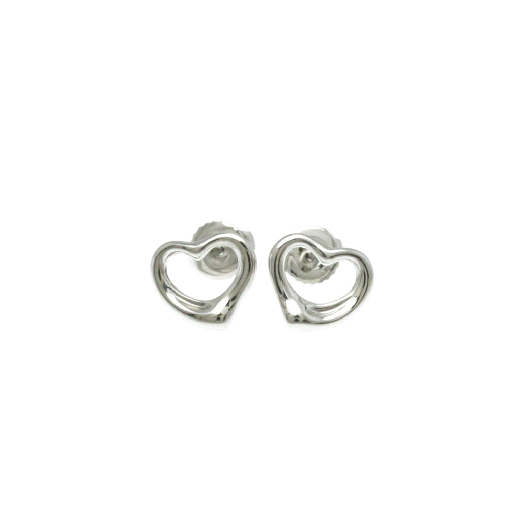 Open Heart Earrings Sterling Silver and Platinum 10.5mm Platinum