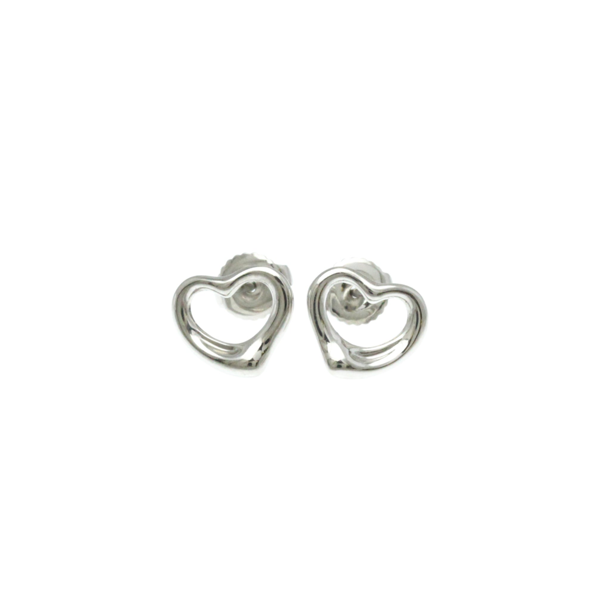 Open Heart Earrings Sterling Silver and Platinum 10.5mm Platinum